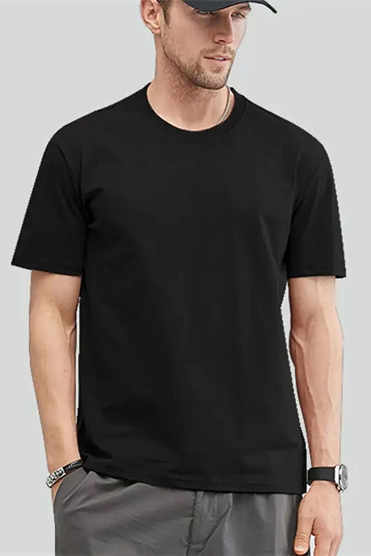 Günlük Rahat Giyim: Basic Siyah Erkek T-Shirt