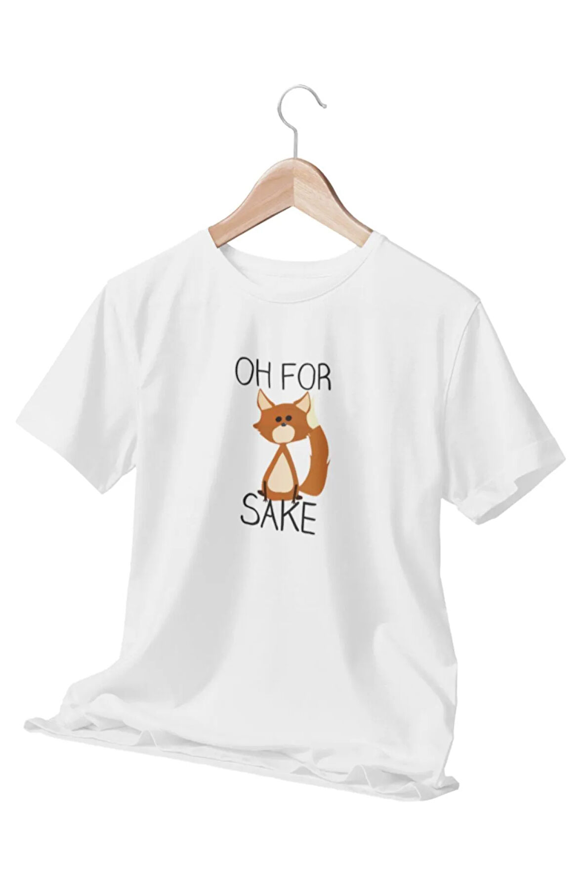 Sevimli Tilki Oh For Fox Sake Baskılı Sevgili Arkadaş Doğum Günü Hediyelik Beyaz Unisex T-Shirt