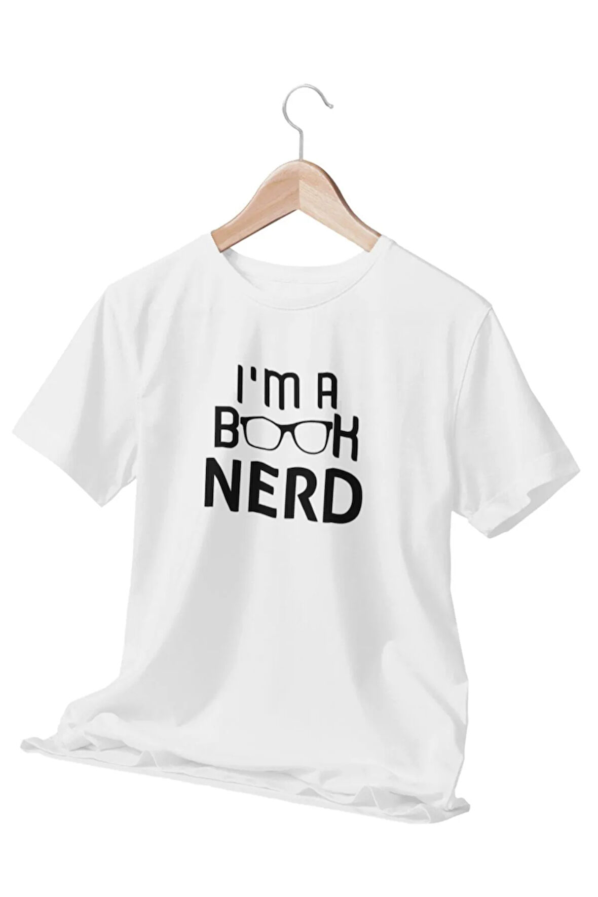 I Am A Book Nerd Baskılı Eğlenceli Hediyelik Beyaz Unisex T-Shirt