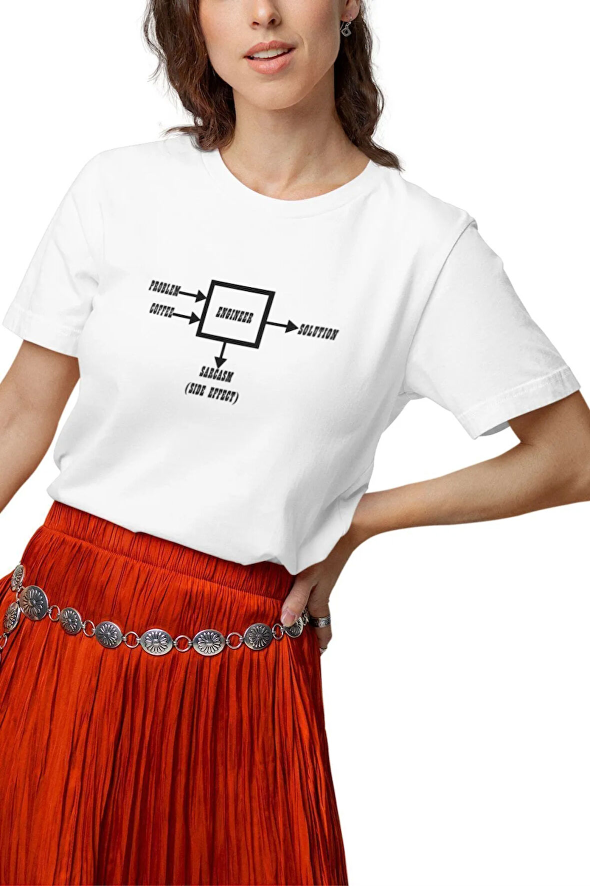 Mühendis Sarkastik Eğlenceli Engineer Funny Baskılı Hediyelik Beyaz Unisex T-Shirt