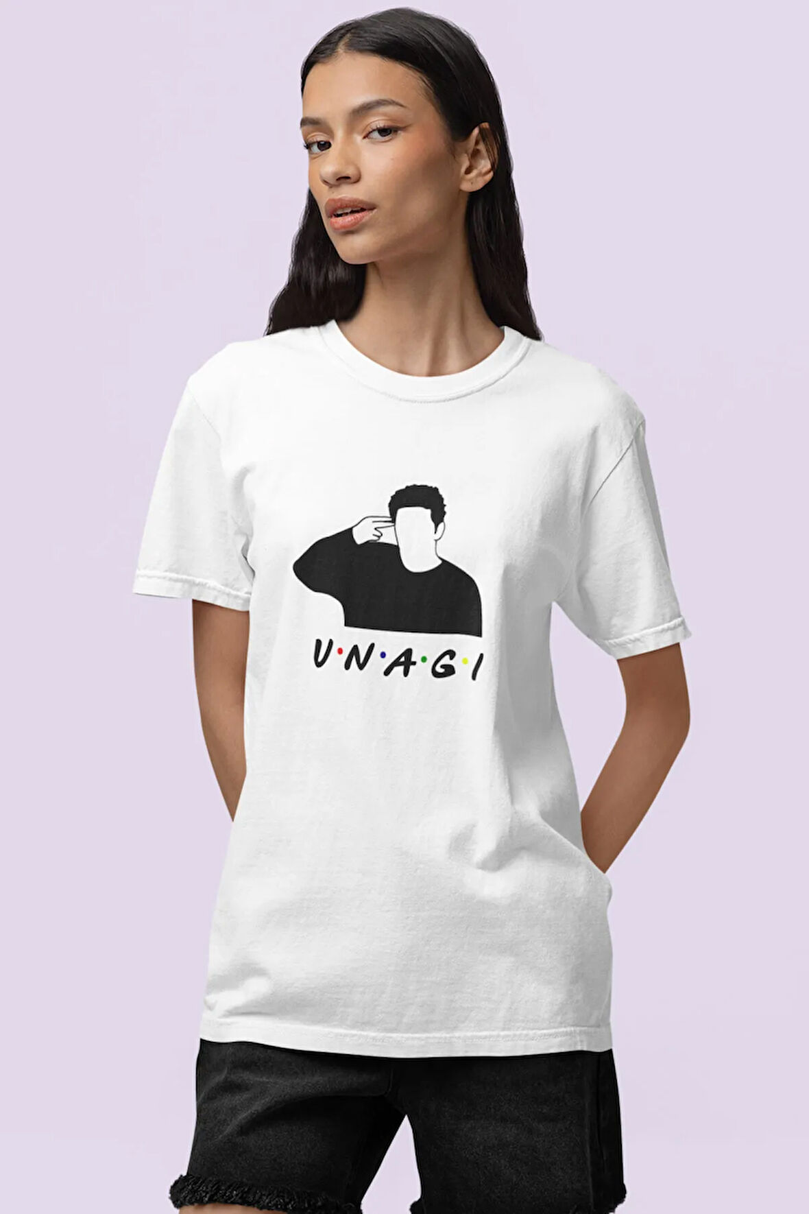 Unagi Ross Friends Baskılı Eğlenceli Hediyelik Beyaz Unisex T-Shirt