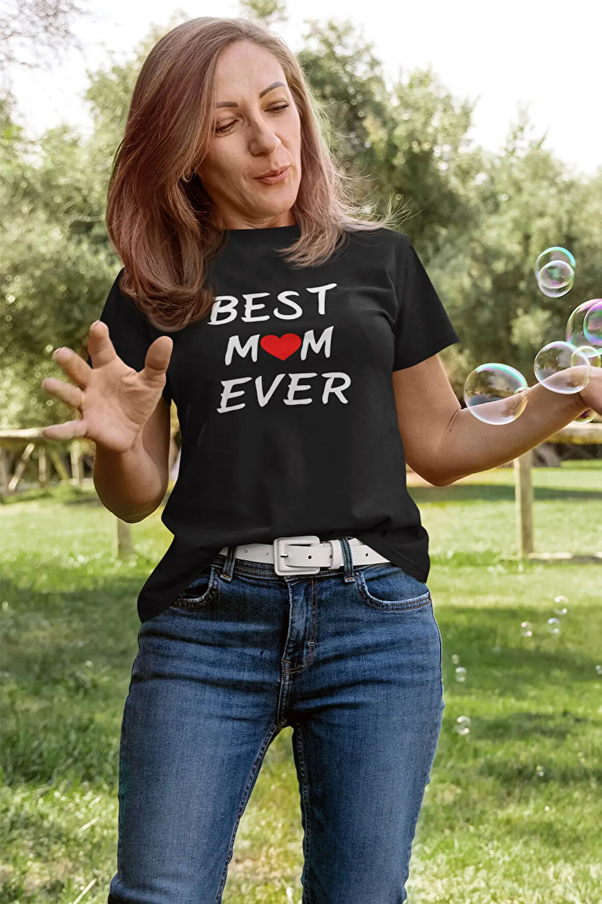 Best Mom Ever Baskılı Anneler Günü Eğlenceli Hediyelik Unisex T-Shirt
