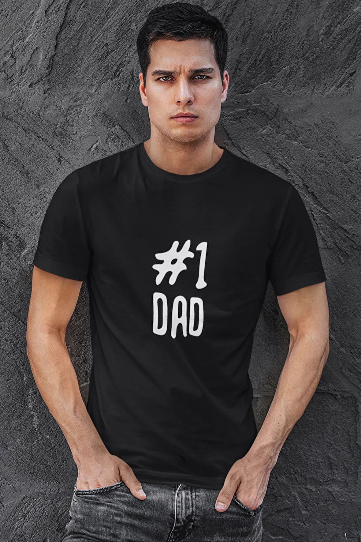 Number One Dad Baskılı Babalar Günü Doğum Günü Eğlenceli Hediyelik Unisex T-Shirt