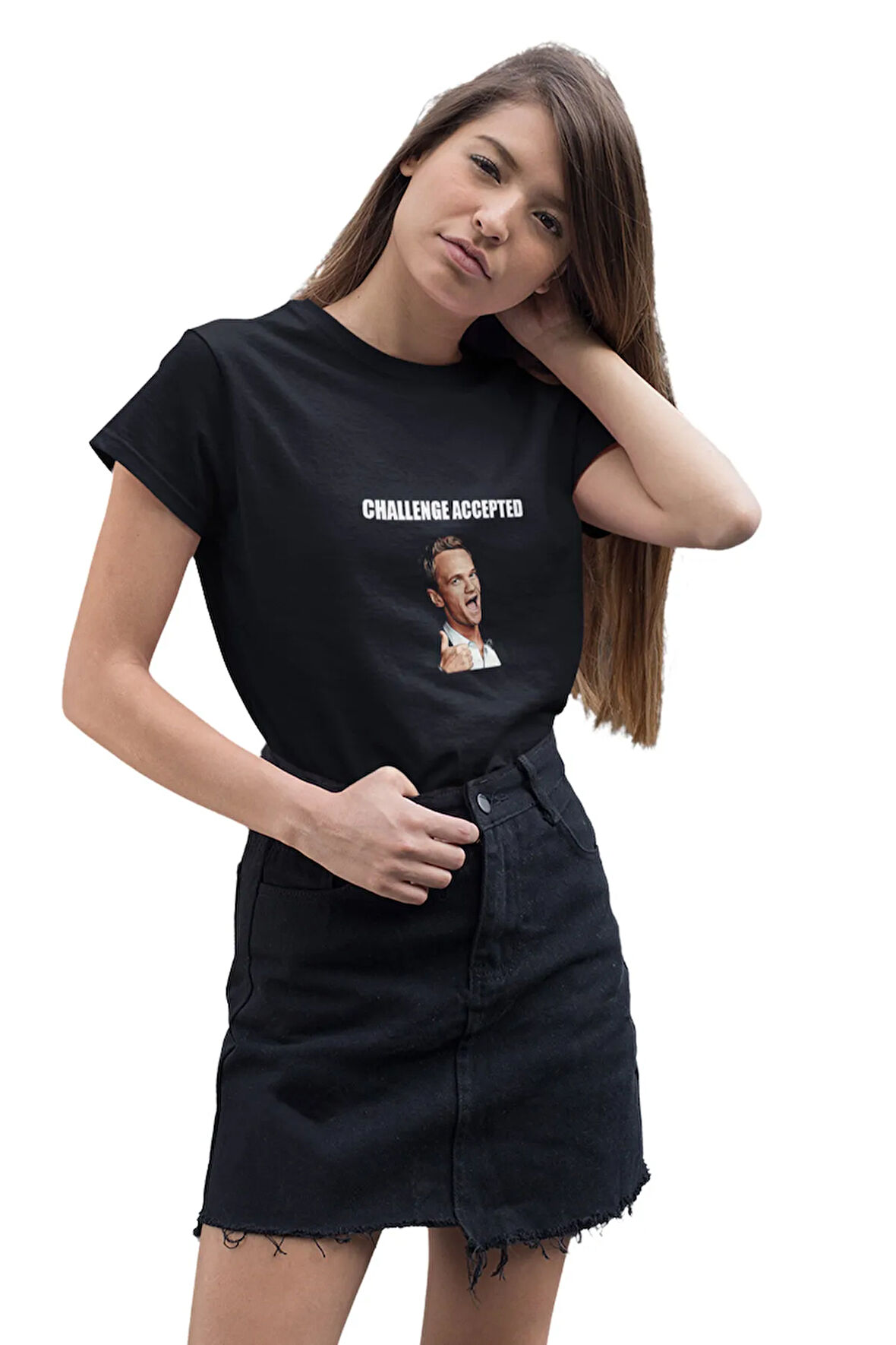 Challenge Accepted Barney Stinson Baskılı How I Met Your Mother Eğlenceli Unisex T-Shirt
