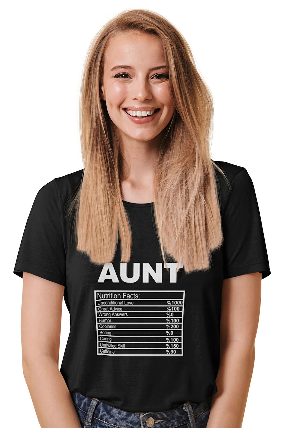 Aunt Nutrition Facts Baskılı Teyze Hala Hediyelik Eğlenceli Unisex T-Shirt