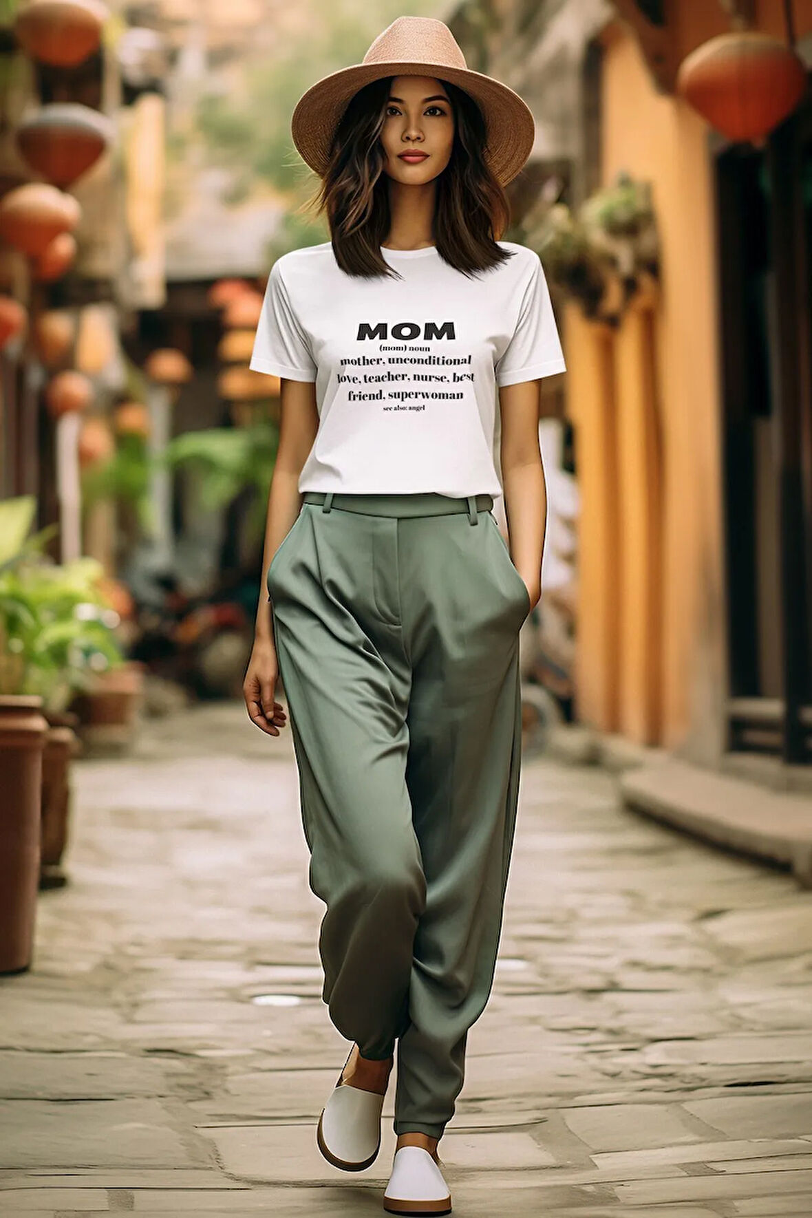 Mom Anneler Günü Hediyelik Beyaz Unisex T-Shirt