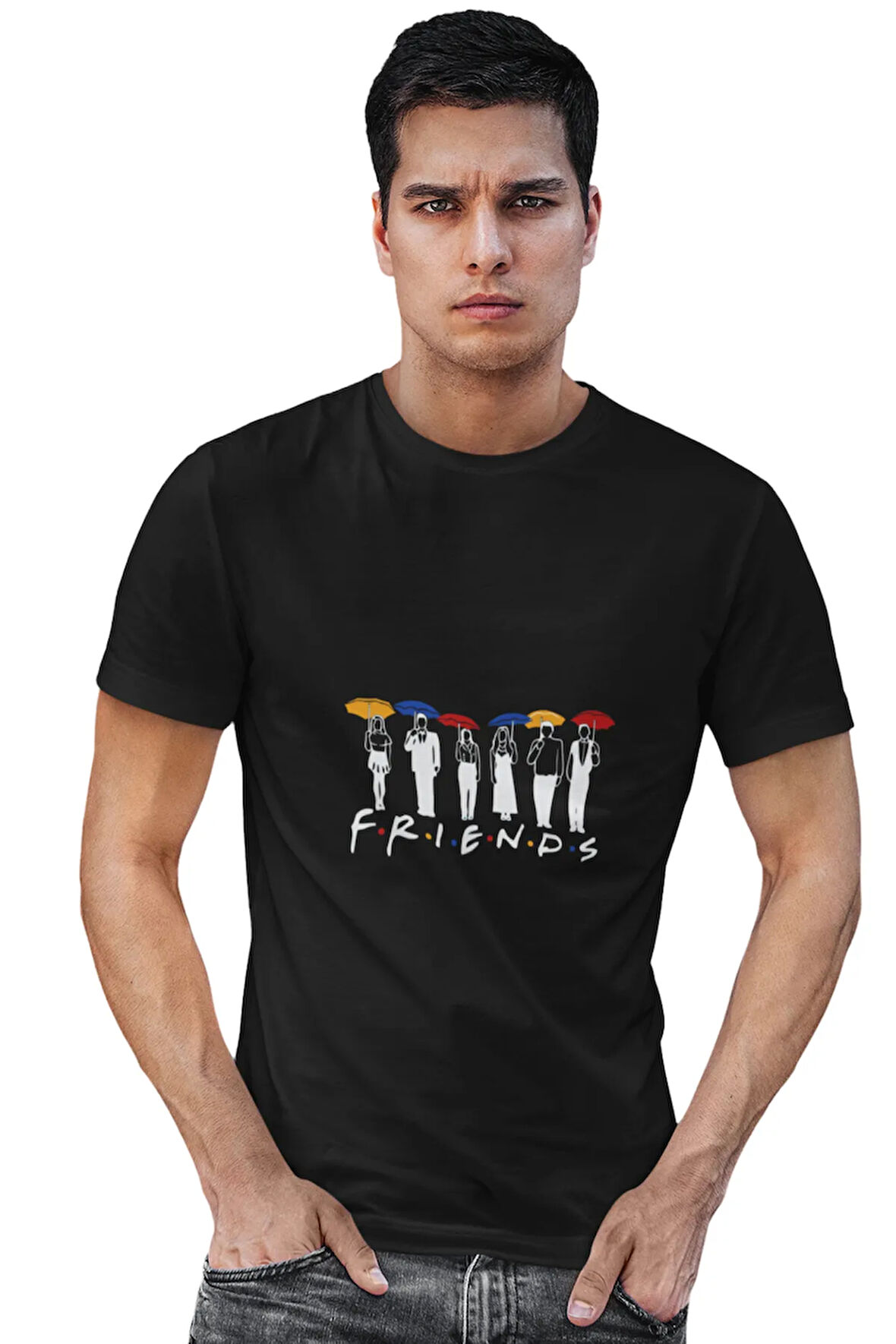 Friends Ross Phoebe Chandler Monica Rachel Joey Umbrella Baskılı Eğlenceli Hediyelik Unisex T-Shirt