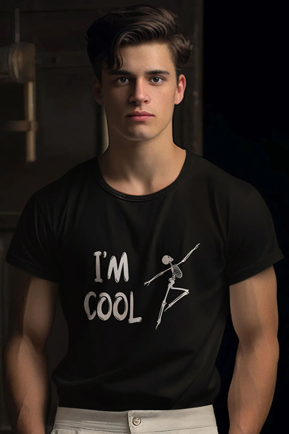 Cool İskelet Baskılı Eğlenceli Hediyelik Renkli Unisex T-Shirt