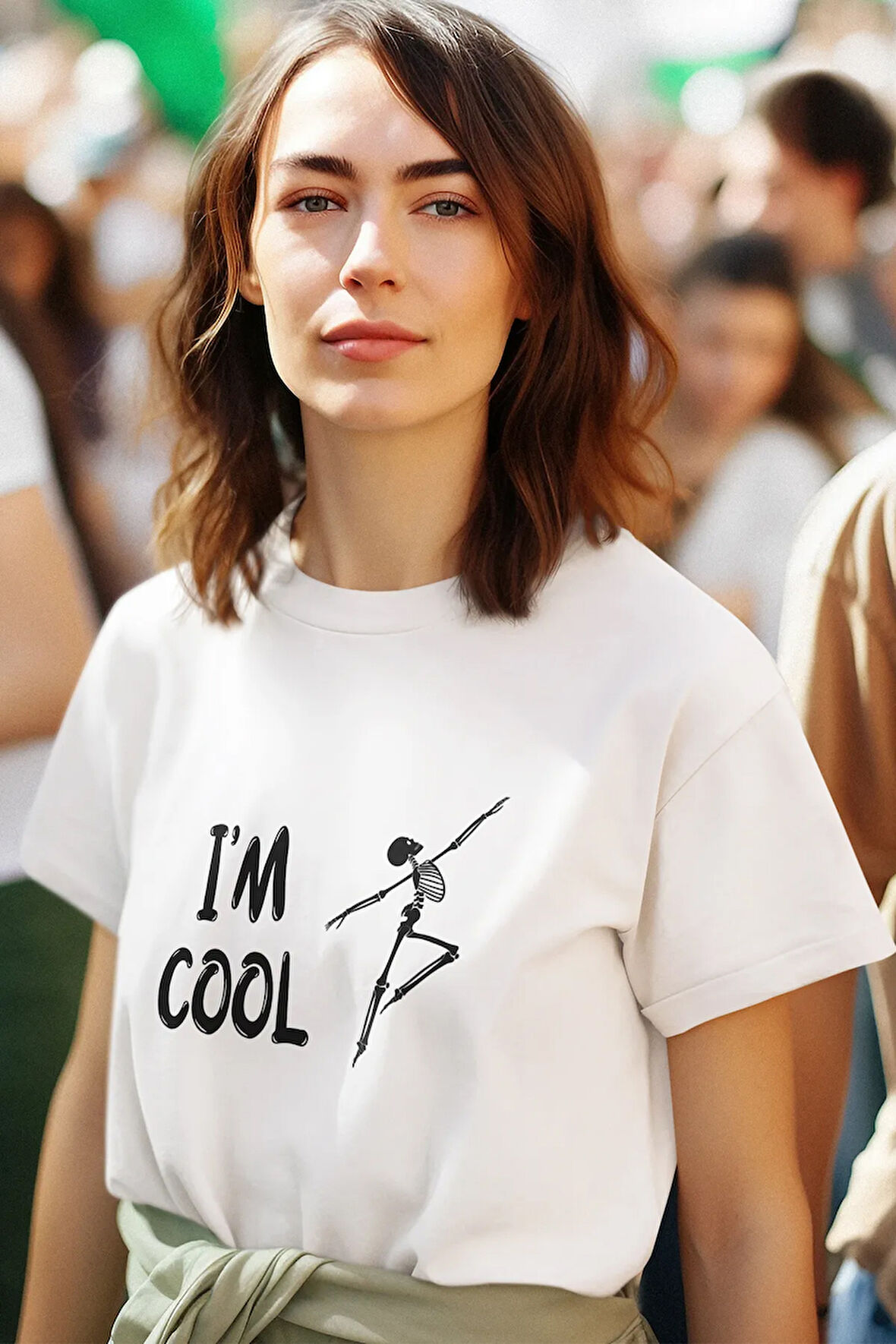 Cool İskelet Baskılı Eğlenceli Hediyelik Renkli Unisex T-Shirt