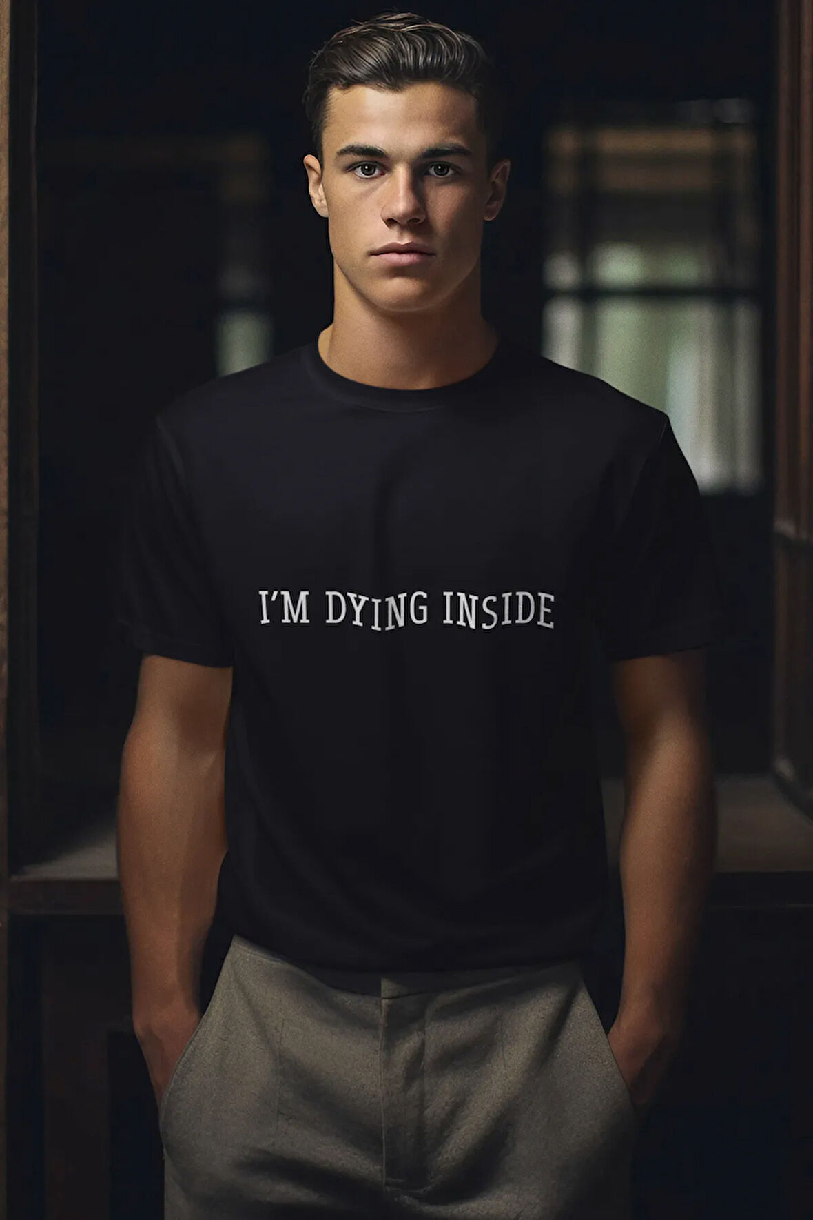 I'm Dyıng Insıde Baskılı Hediyelik Eğlenceli Renkli Unisex T-Shirt