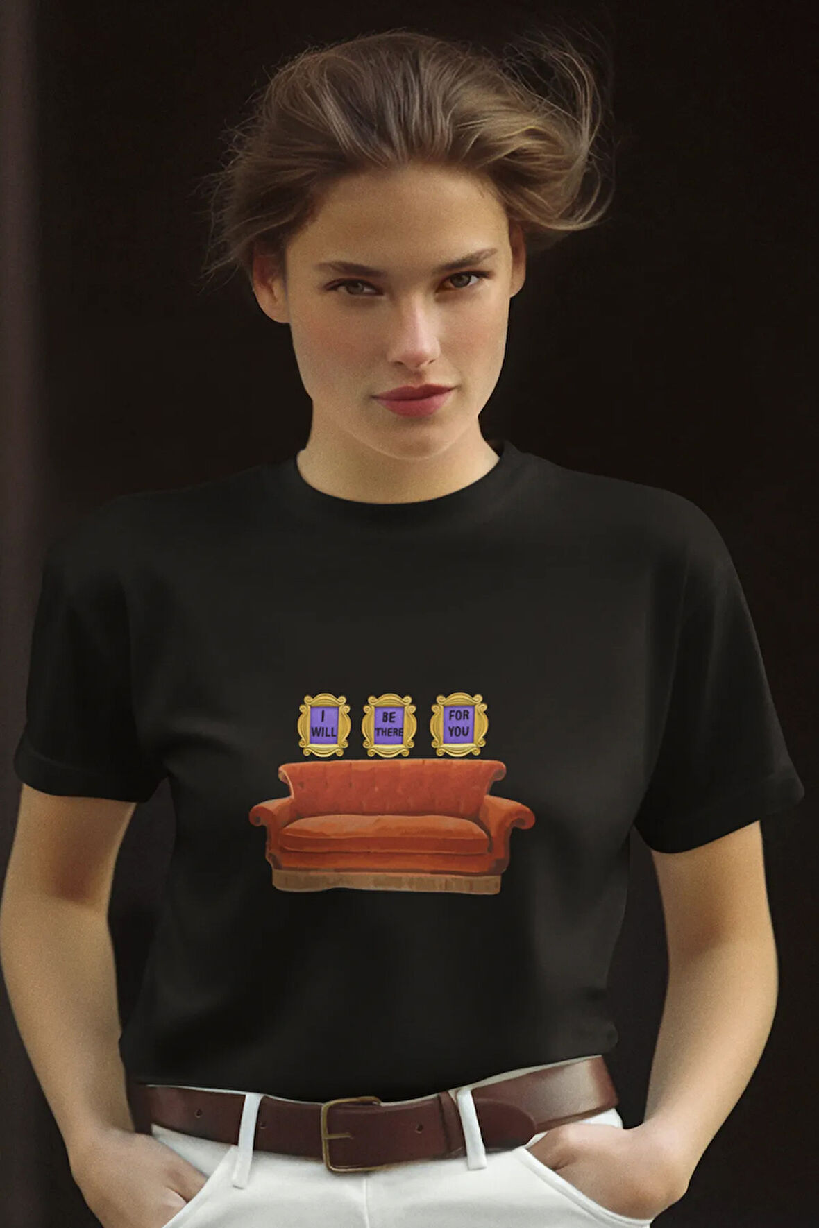 I Will Be There For You Friends Koltuk Baskılı Sevgili, Eş, Arkadaş Hediyelik Renkli Unisex T-Shirt