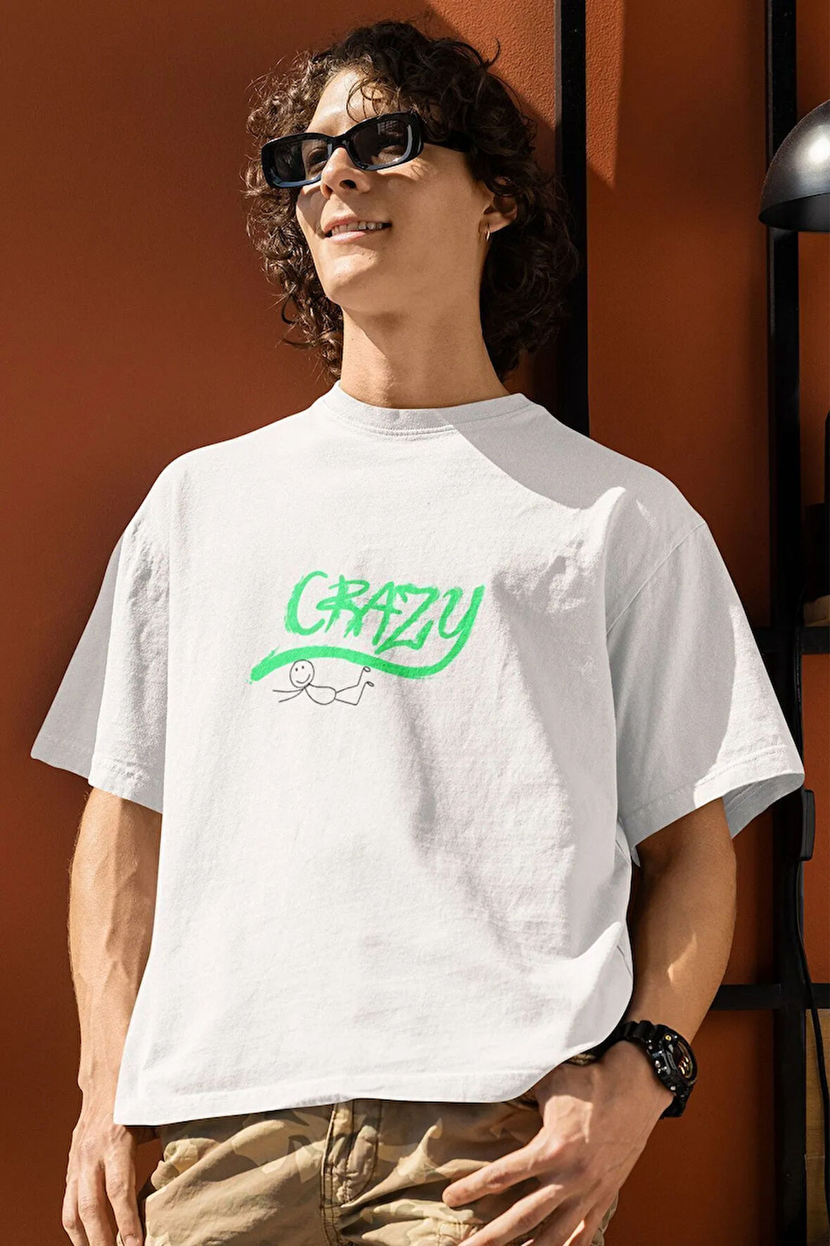 Crazy Baskılı Eğlenceli Hediyelik Beyaz Unisex T-Shirt