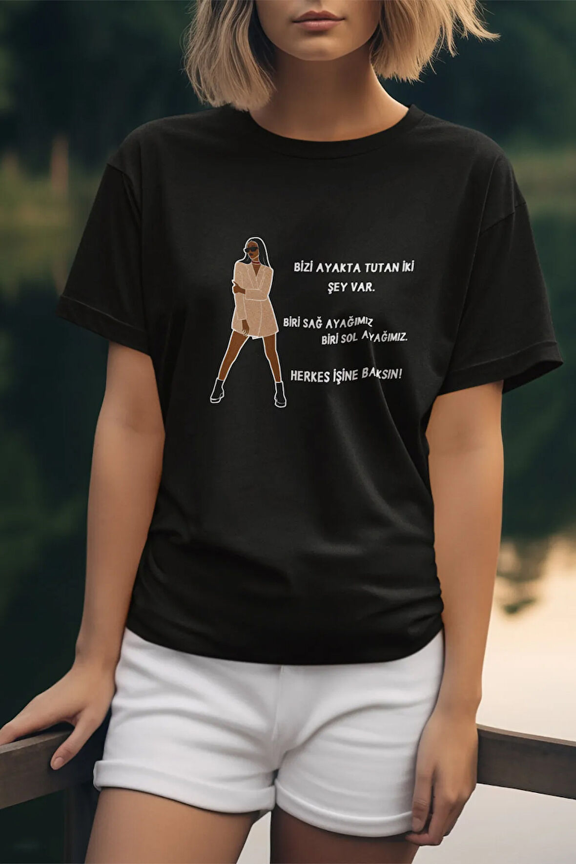 Herkes İşine Baksın Baskılı Eğlenceli Hediyelik Kadın T-Shirt