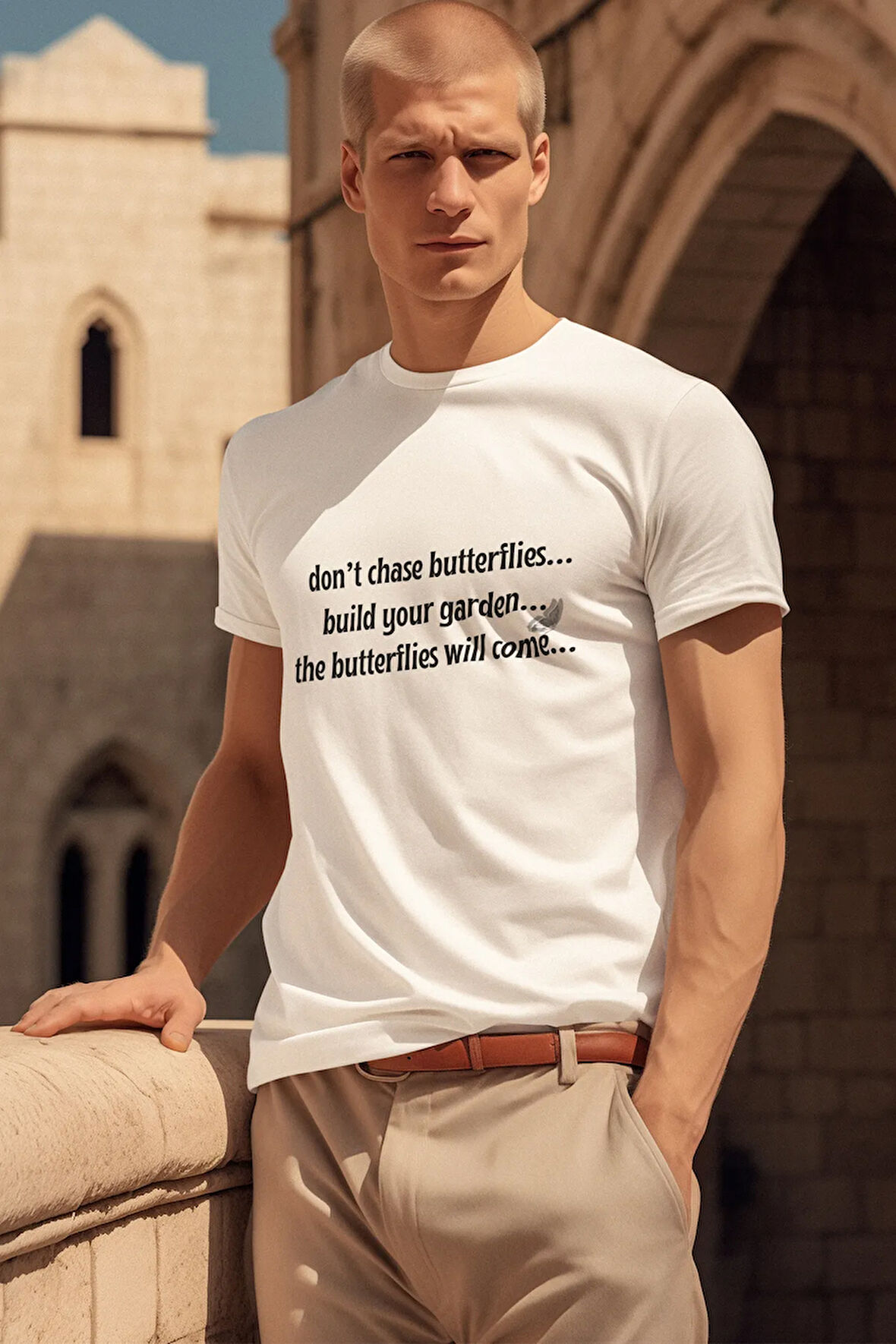 ''...The Butterflies Will Come'' Baskılı Unisex %100 Pamuklu T-Shirt