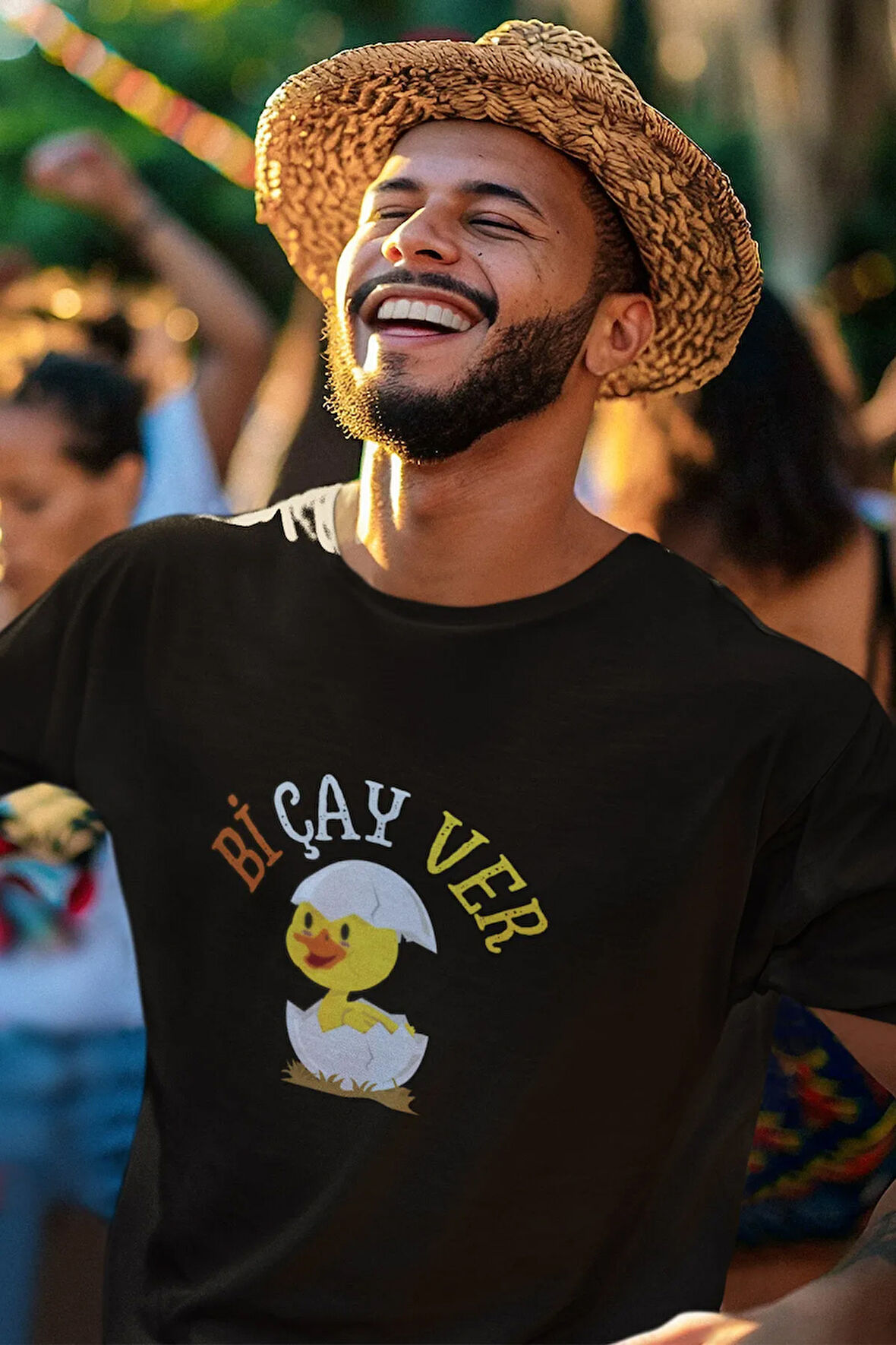 Bi Çay Ver Baskılı Eğlenceli Hediyelik Unisex Bisiklet Yaka %100 Pamuklu T-shirt