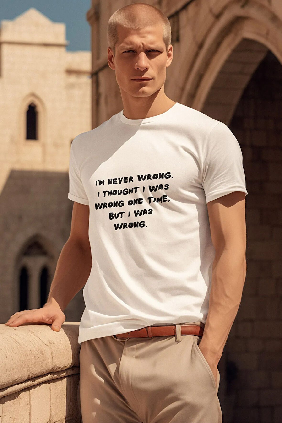 I am Never Wrong Thought Was Wrong One Tıme But Was Wrong Baskı Bisiklet Yaka %100Pamuk T-Shirt