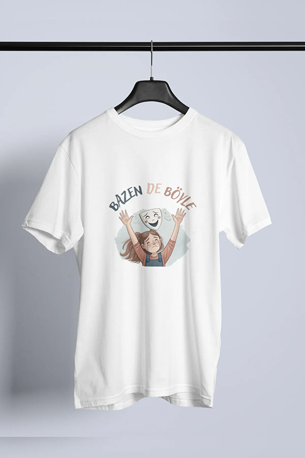 Bazen de Böyle - Üzgünüm Baskılı Bisiklet Yaka %100 Pamuklu Unisex T-Shirt