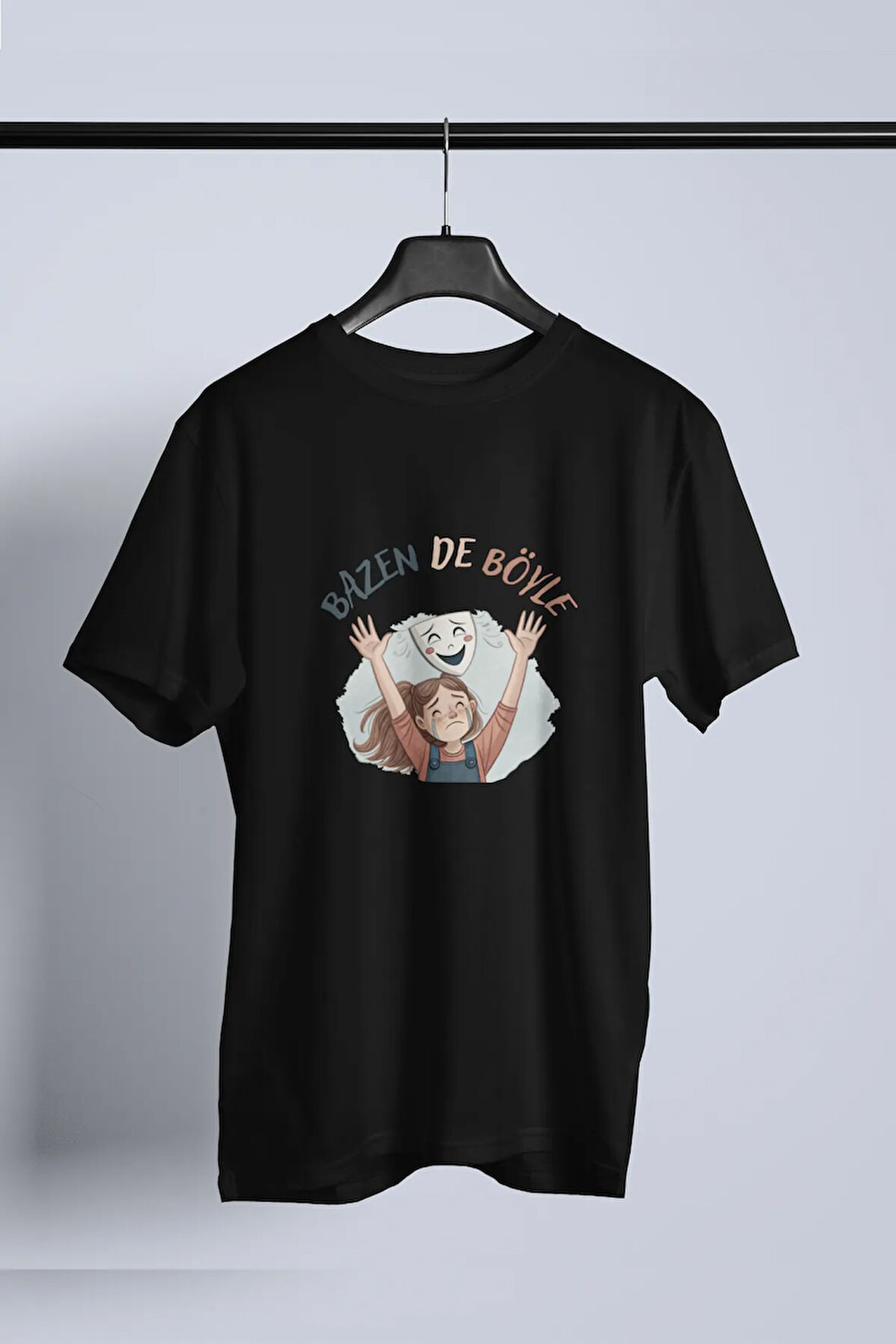 Bazen de Böyle - Üzgünüm Baskılı Bisiklet Yaka %100 Pamuklu Unisex T-Shirt