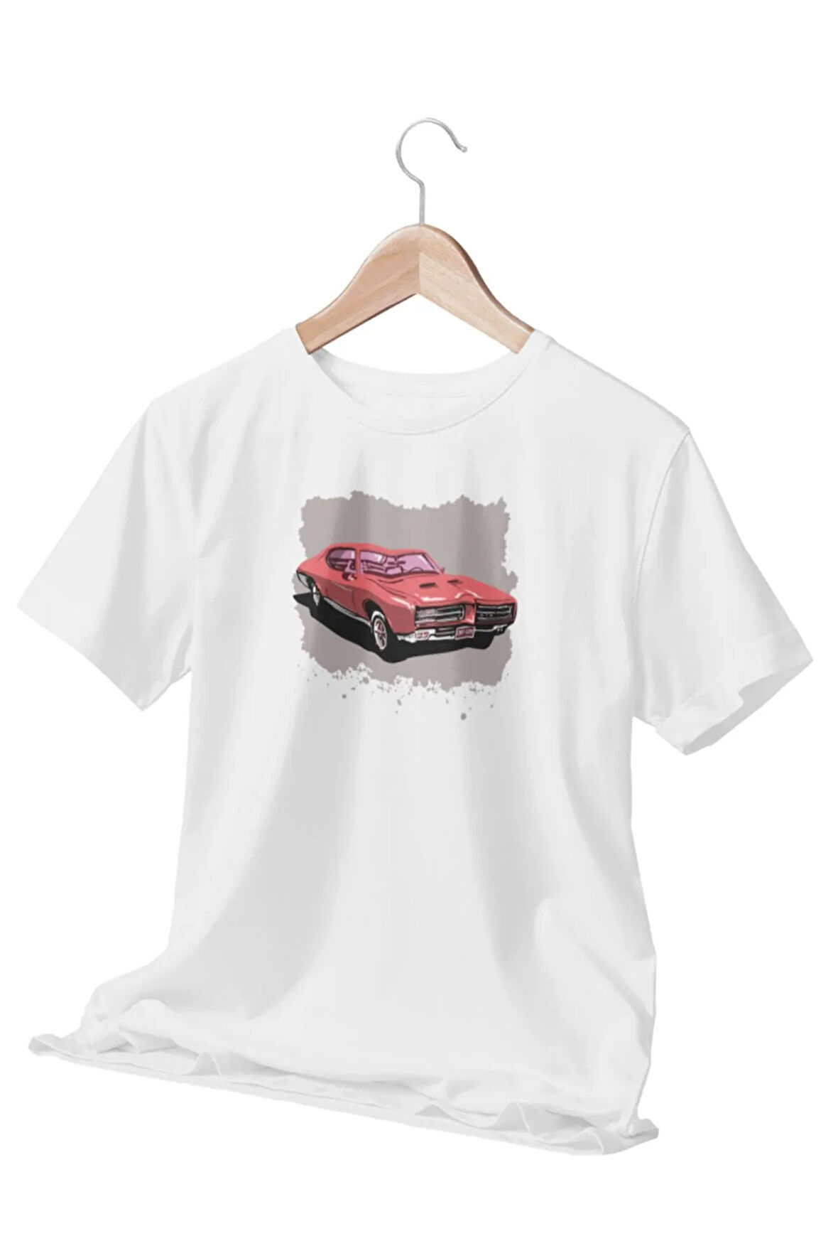 Araba Temalı Beyaz T-Shirt