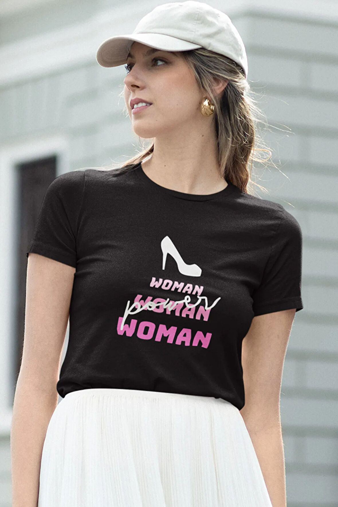 Power Woman Baskılı Feminen Kadın T-Shirt