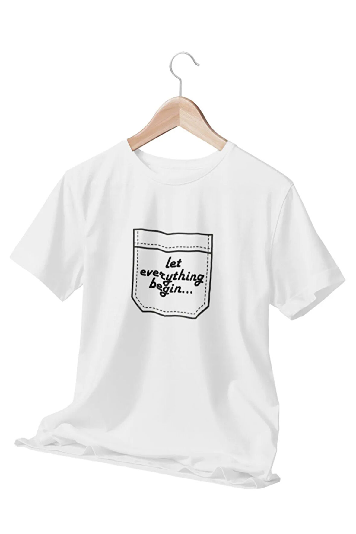 Yeni Başlangıçlar Manifestosu- ''let Everything Begin...'' Yazılı Eğlenceli Beyaz Unisex T-shirt