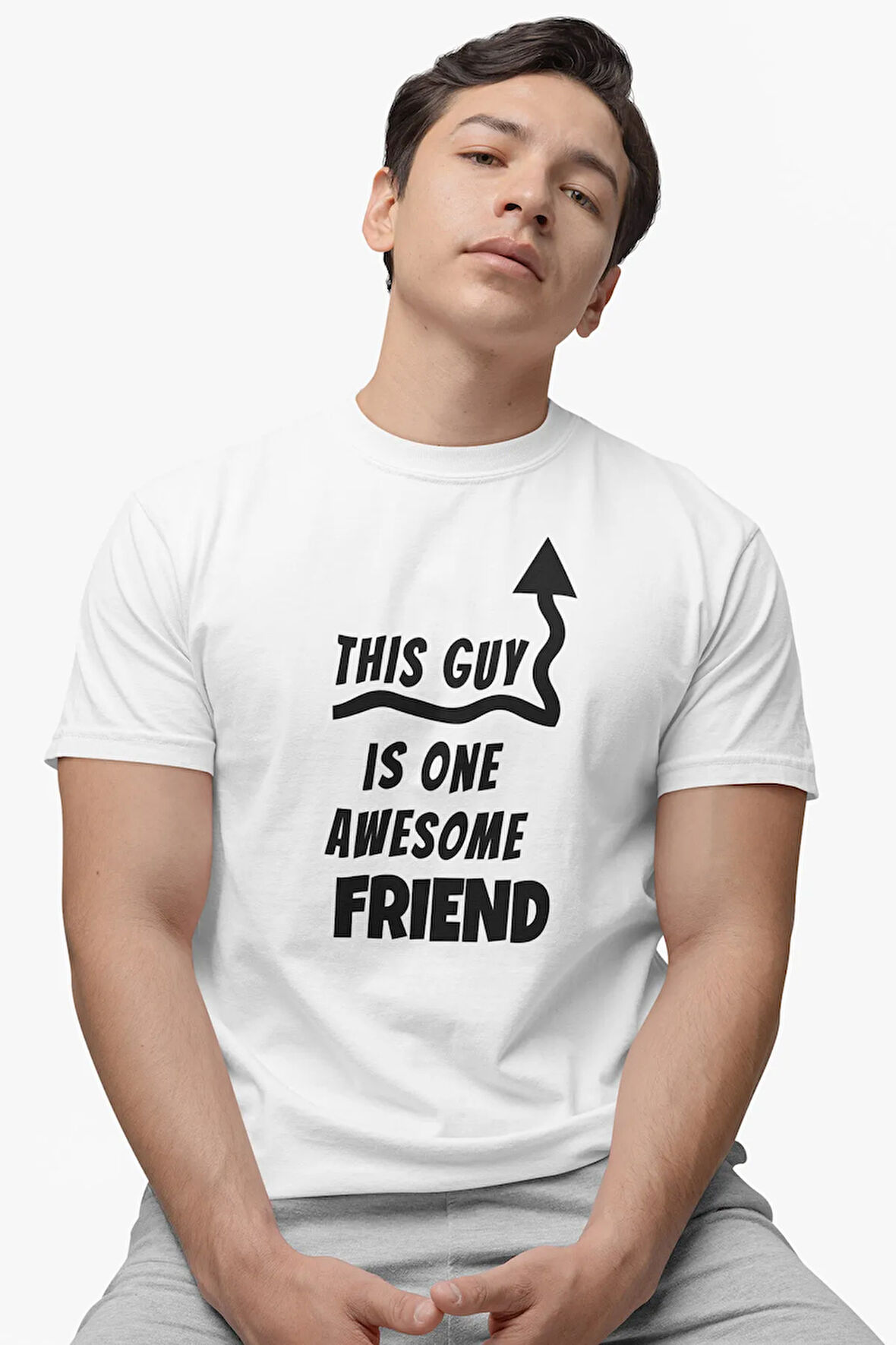 This Guy Is One Awesome Friend Baskılı Arkadaş Kanka Hediye %100 Pamuk Beyaz Tişört