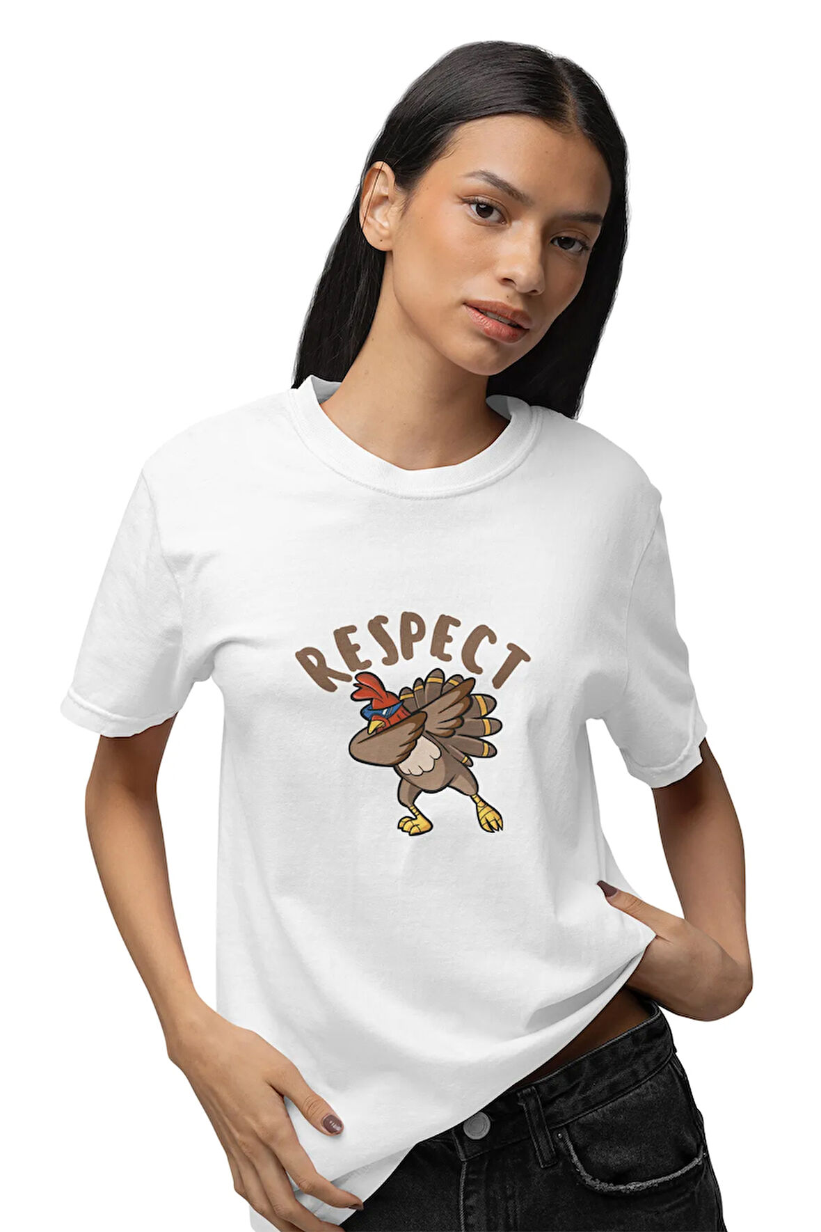 Respect Baskılı Hediyelik Eğlenceli Pamuklu Unisex T-Shirt