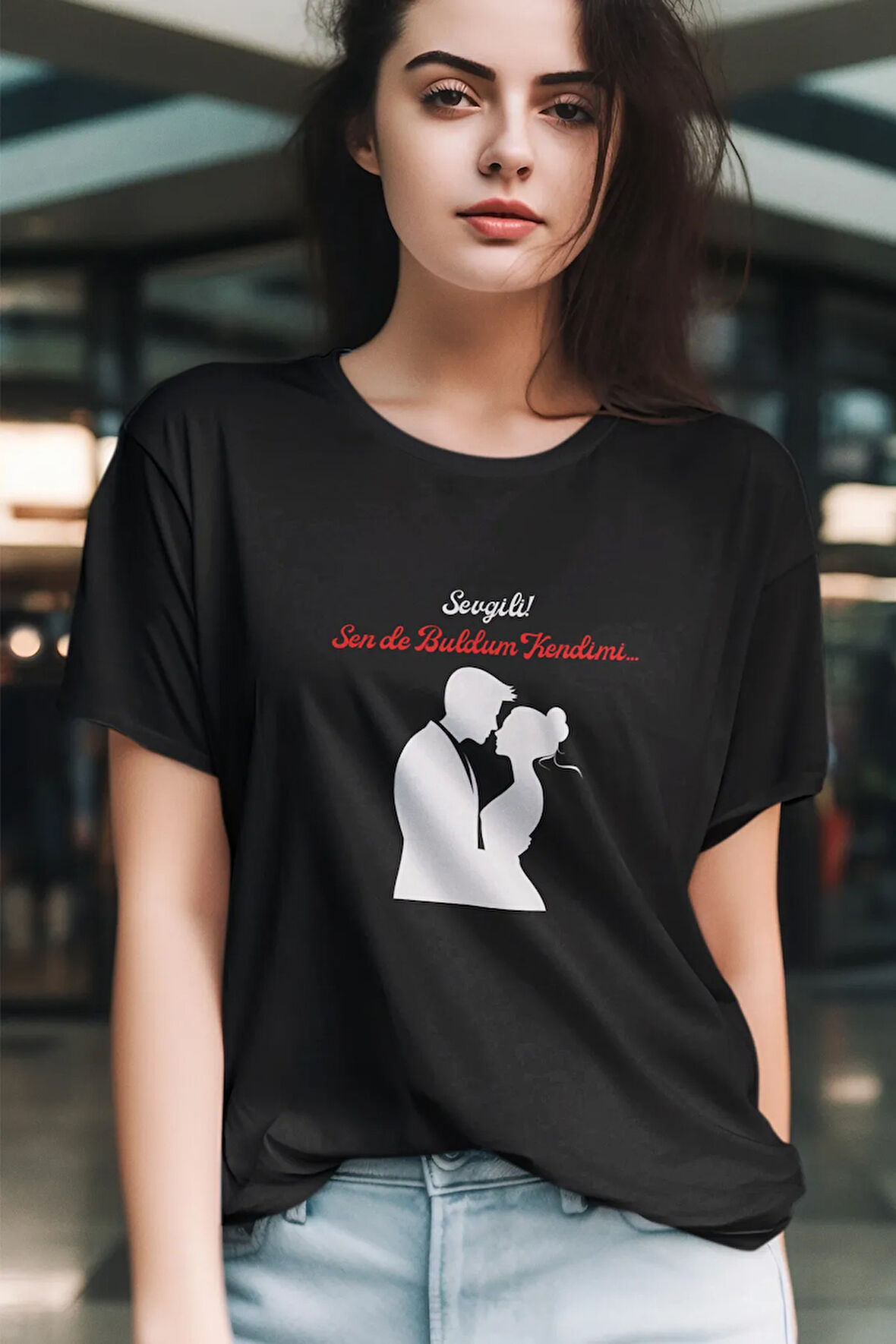 Sevgili Sen de Buldum Kendimi Baskılı Sevgililer Gününe Özel Sevgiliye Hediye %100 Pamuklu T Shirt