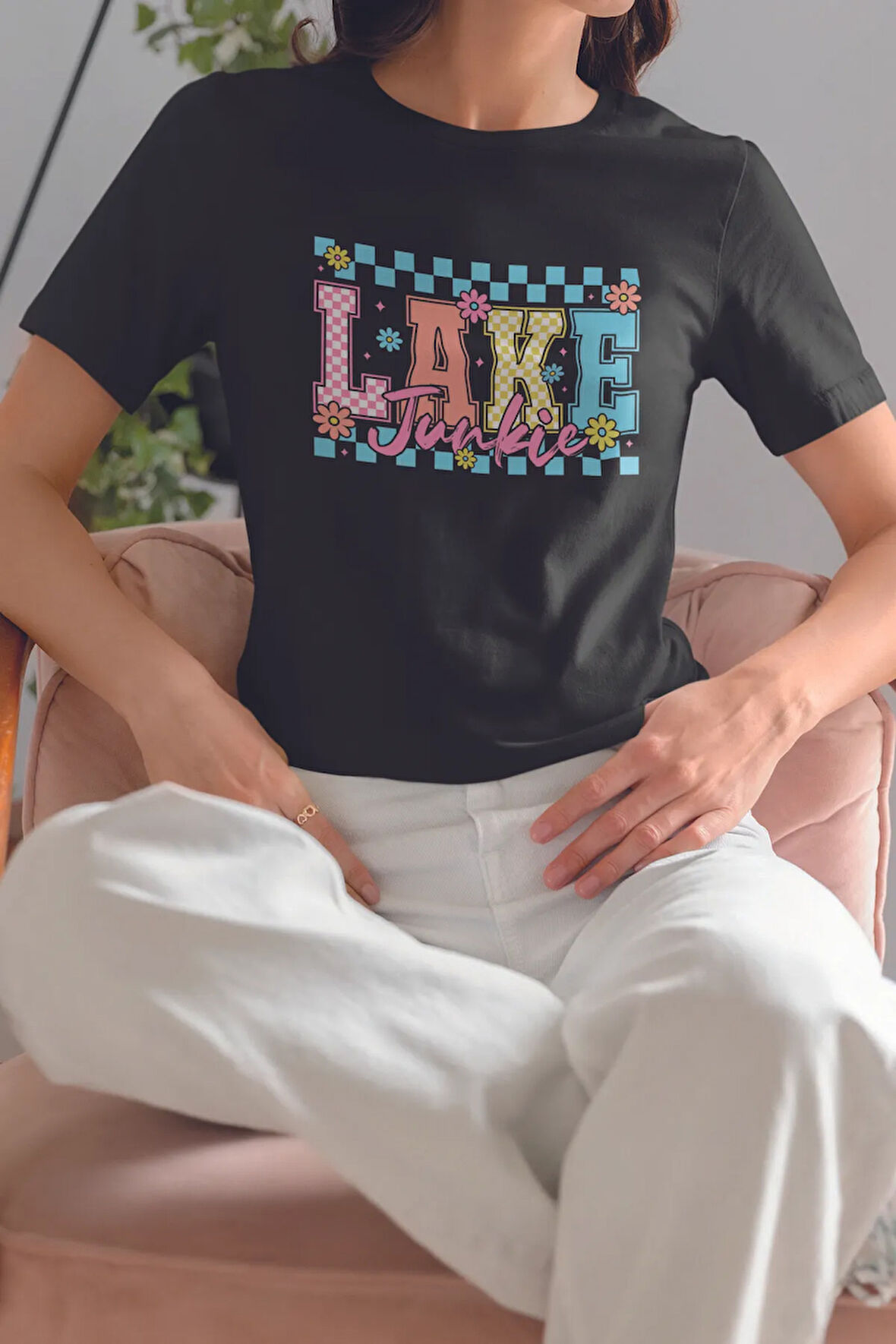 Lake Junkie Baskılıyaz Temalı Unisex Regular Fit Pamuklu Siyah Tişört