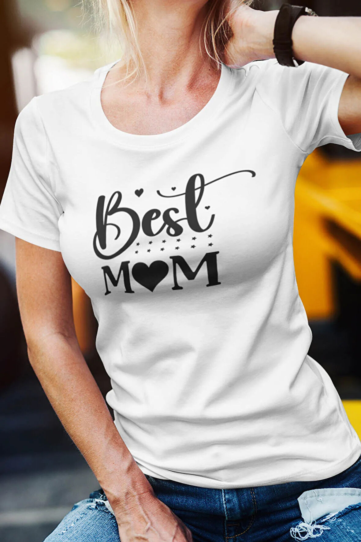 Best Mom Baskılı Anneler Günü Hediyelik Beyaz %100 Pamuklu T Shirt