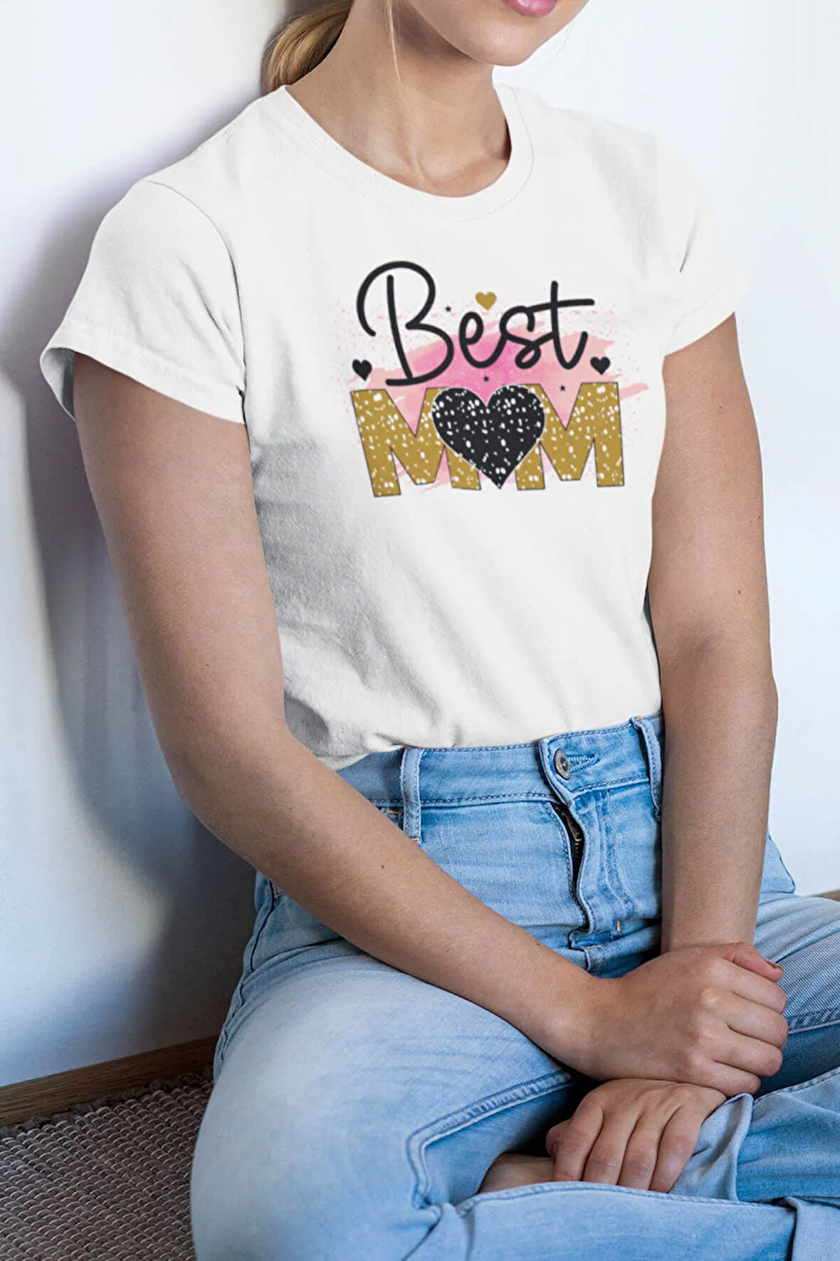 Best Mom No:2 Baskılı Anneler Günü Hediyelik Beyaz %100 Pamuklu T Shirt