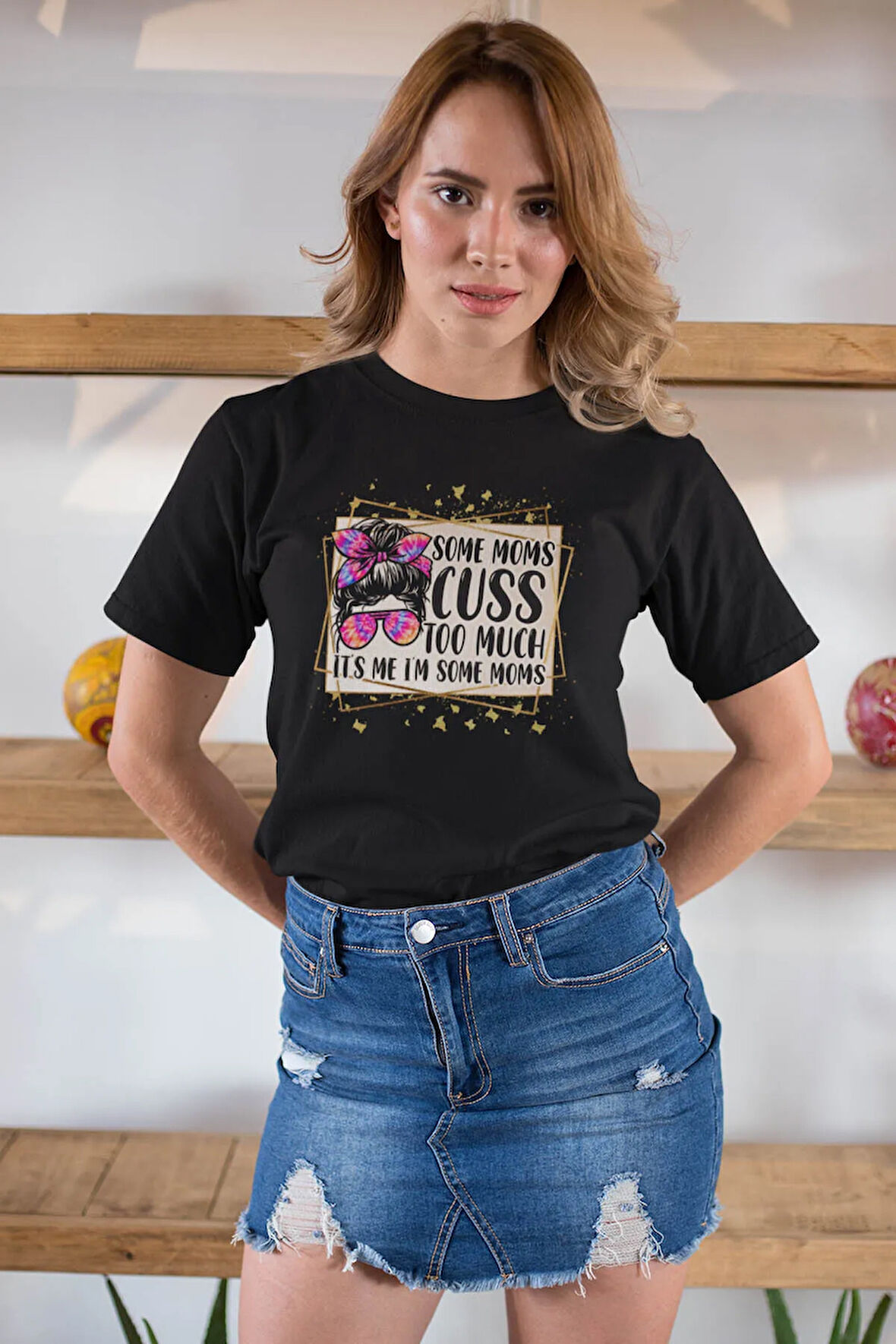 It's Me I Am The Some Moms Baskılı Anneler Günü Hediyelik Siyah %100 Pamuklu T Shirt