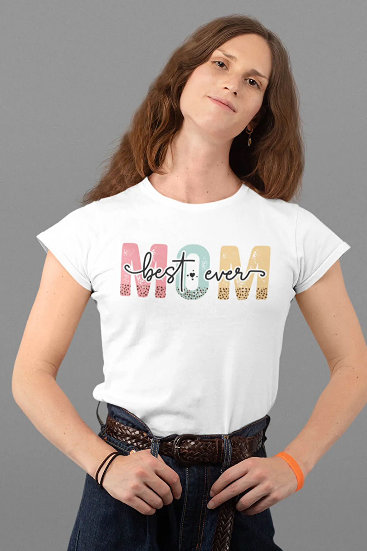 Best Mom Ever No:3 Baskılı Anneler Günü Hediyelik Beyaz %100 Pamuklu T Shirt