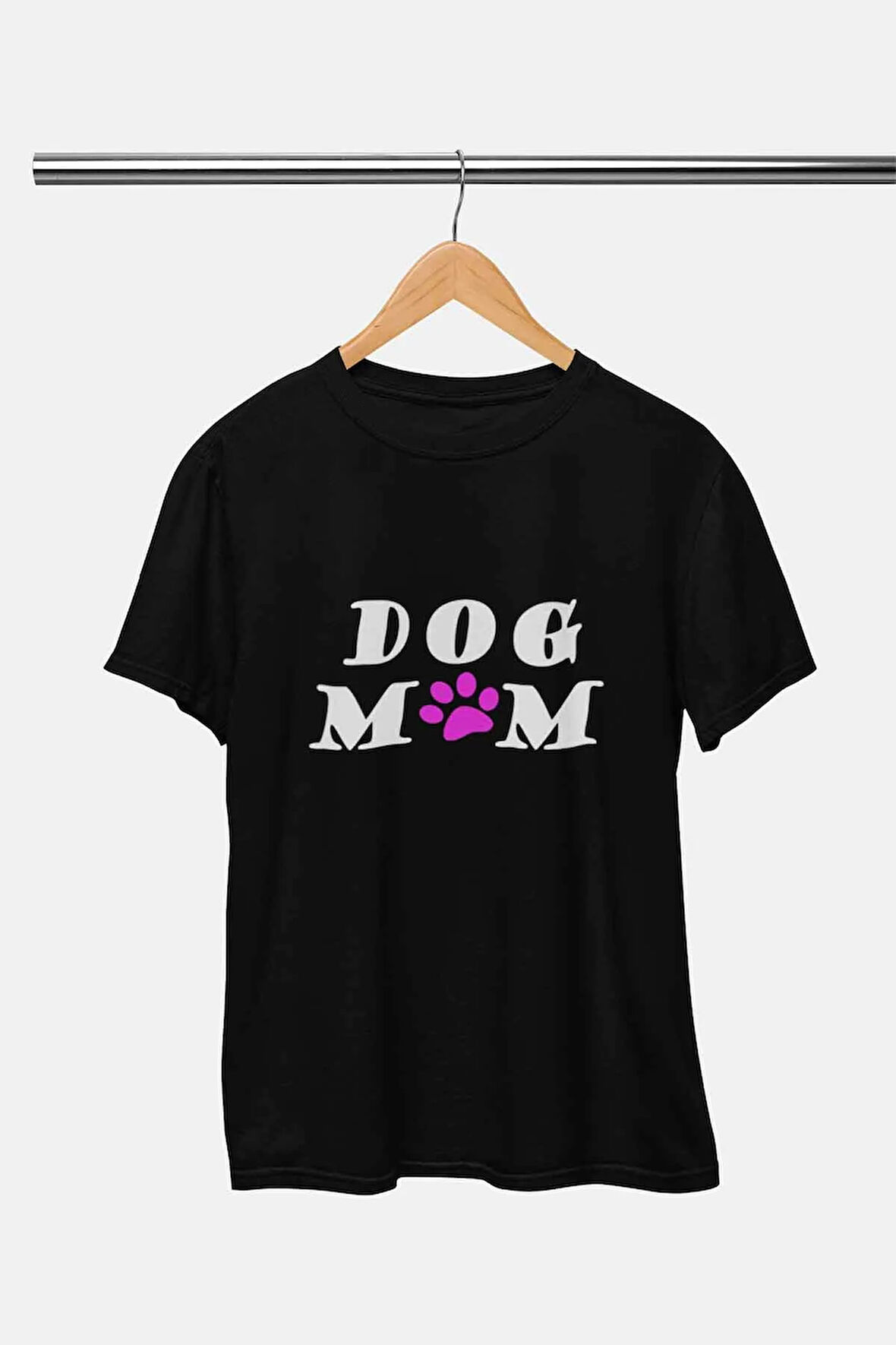 Dog Mom Baskılı Eğlenceli Hediyelik Beyaz Unisex T-Shirt