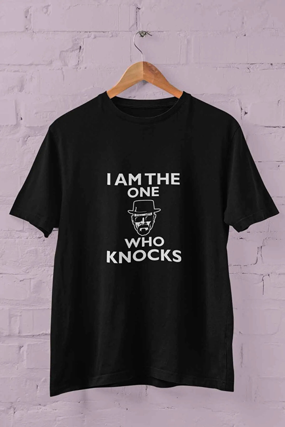 I Am The One Who Knocks Baskılı Breaking Bad Walter White Heisenberg Eğlenceli Siyah Unisex T-Shirt