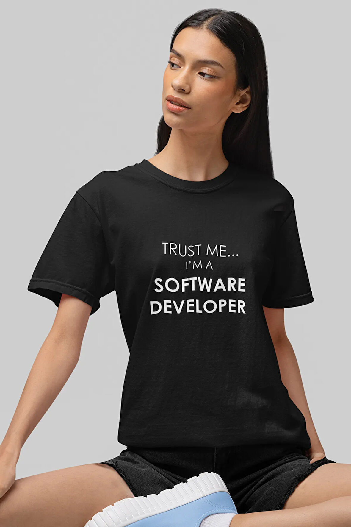 Trust Me I Am A Software Developer Baskılı Bilgisayar Programcısı Yazılımcı Hediyelik Siyah T-Shirt
