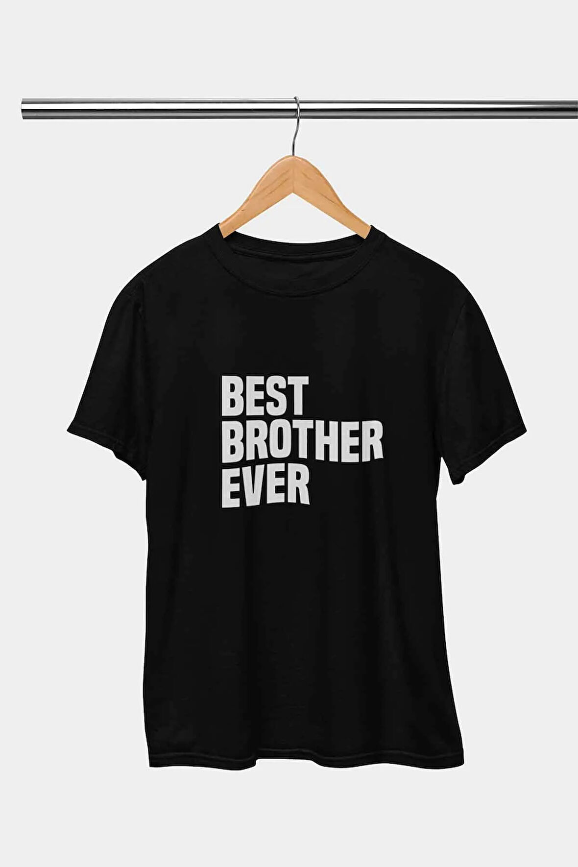 Best Brother Ever Baskılı Erkek Kardeş Abi Doğum Günü Hediyelik Siyah Unisex T-Shirt