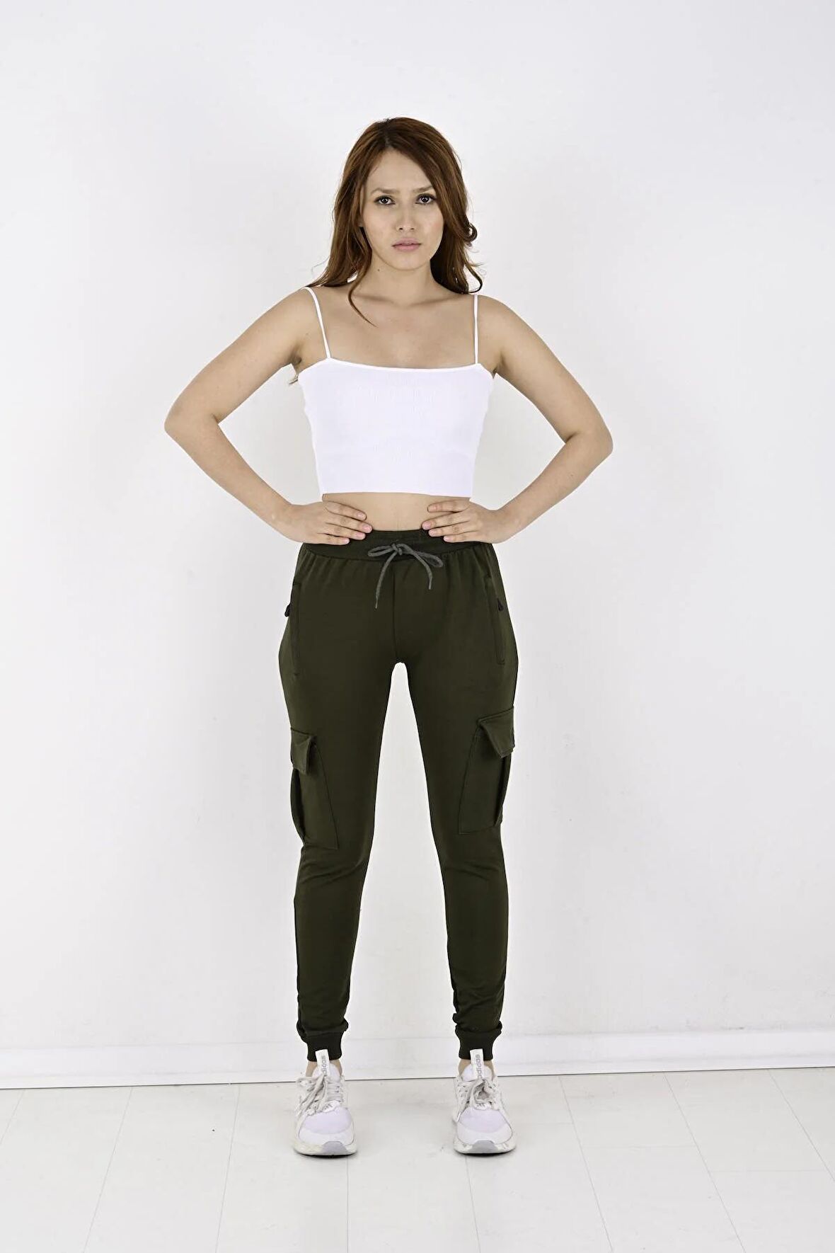 2 İplik Yanları Kargo Cepli Kadın Eşofman Altı-8820