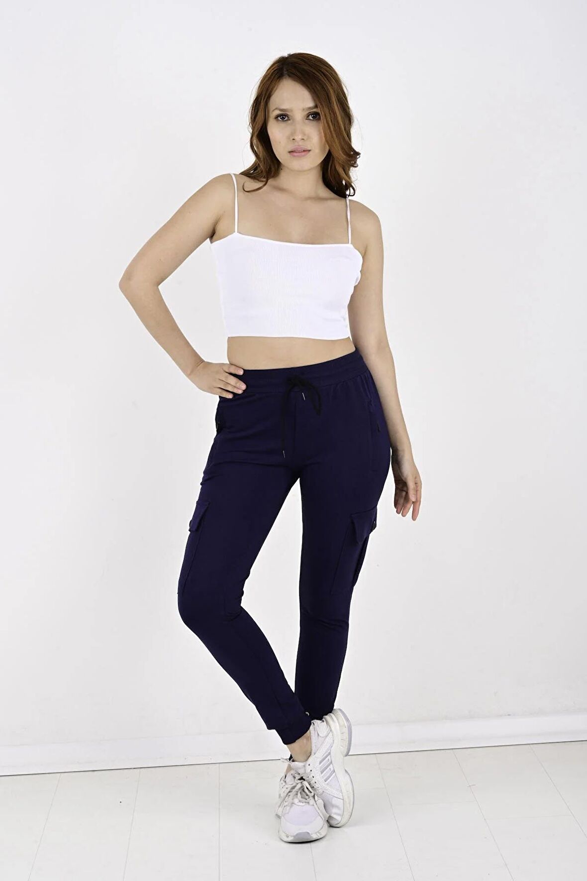 2 İplik Yanları Kargo Cepli Kadın Eşofman Altı-8820