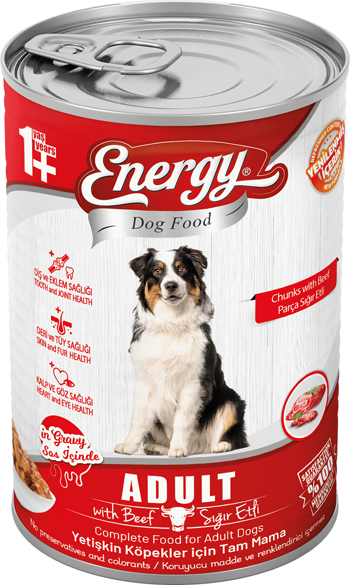 Energy Pet Food Energy Sığır Etli Yetişkin Islak Köpek Konserve Maması 415 Gram 80 Adet