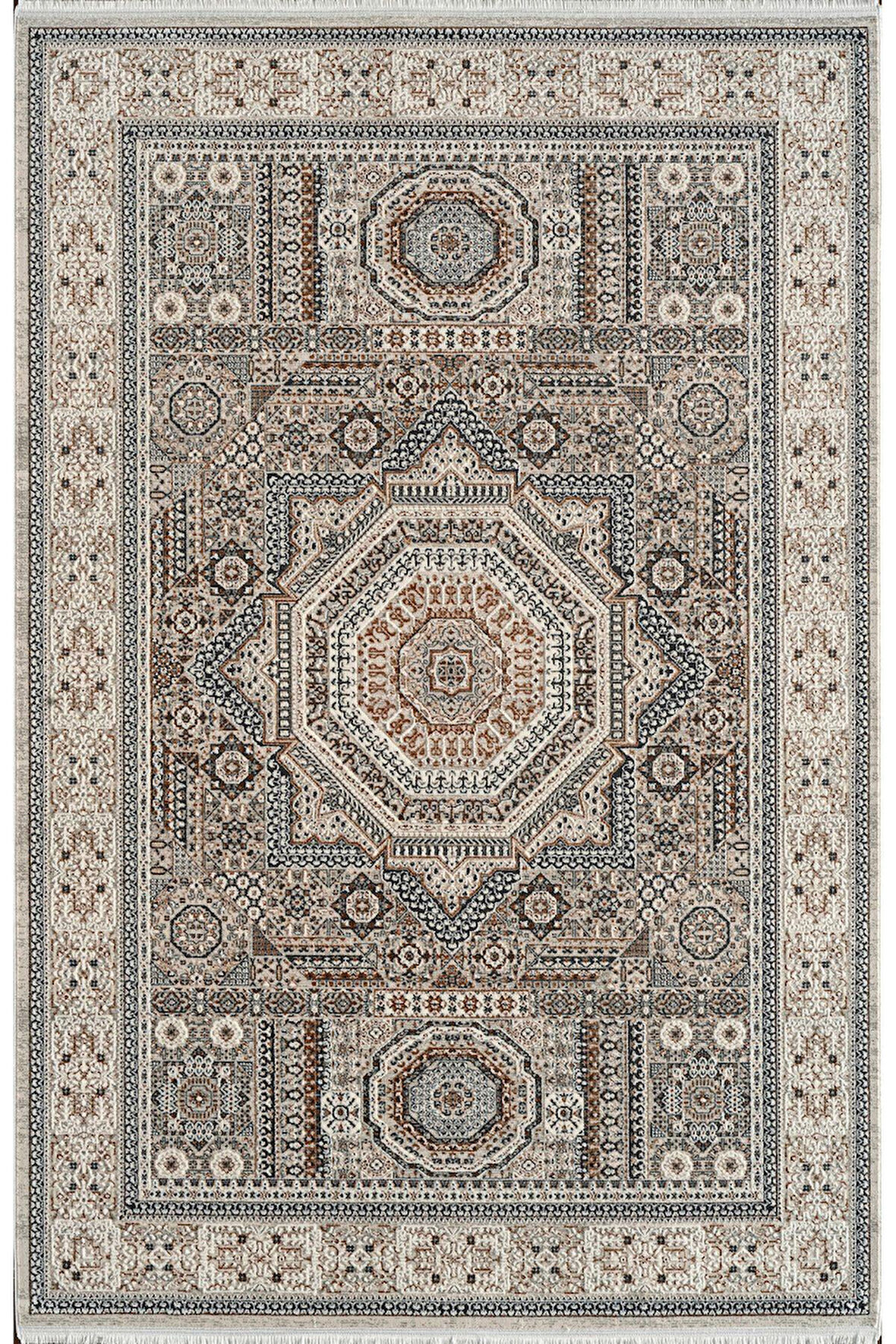Royal Halı Marlow QJ02A Krem Lacivert Multi Akrilik Yumuşak Dokulu Klasik Vintage Halı