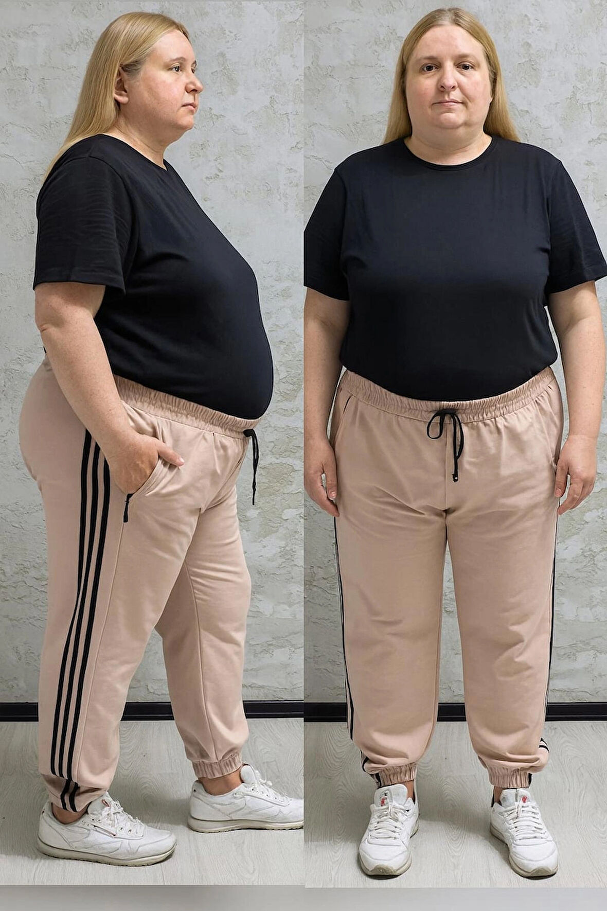 BYN-2225-BATTAL BEDEN 2 İPLİK Kadın EŞOFMAN