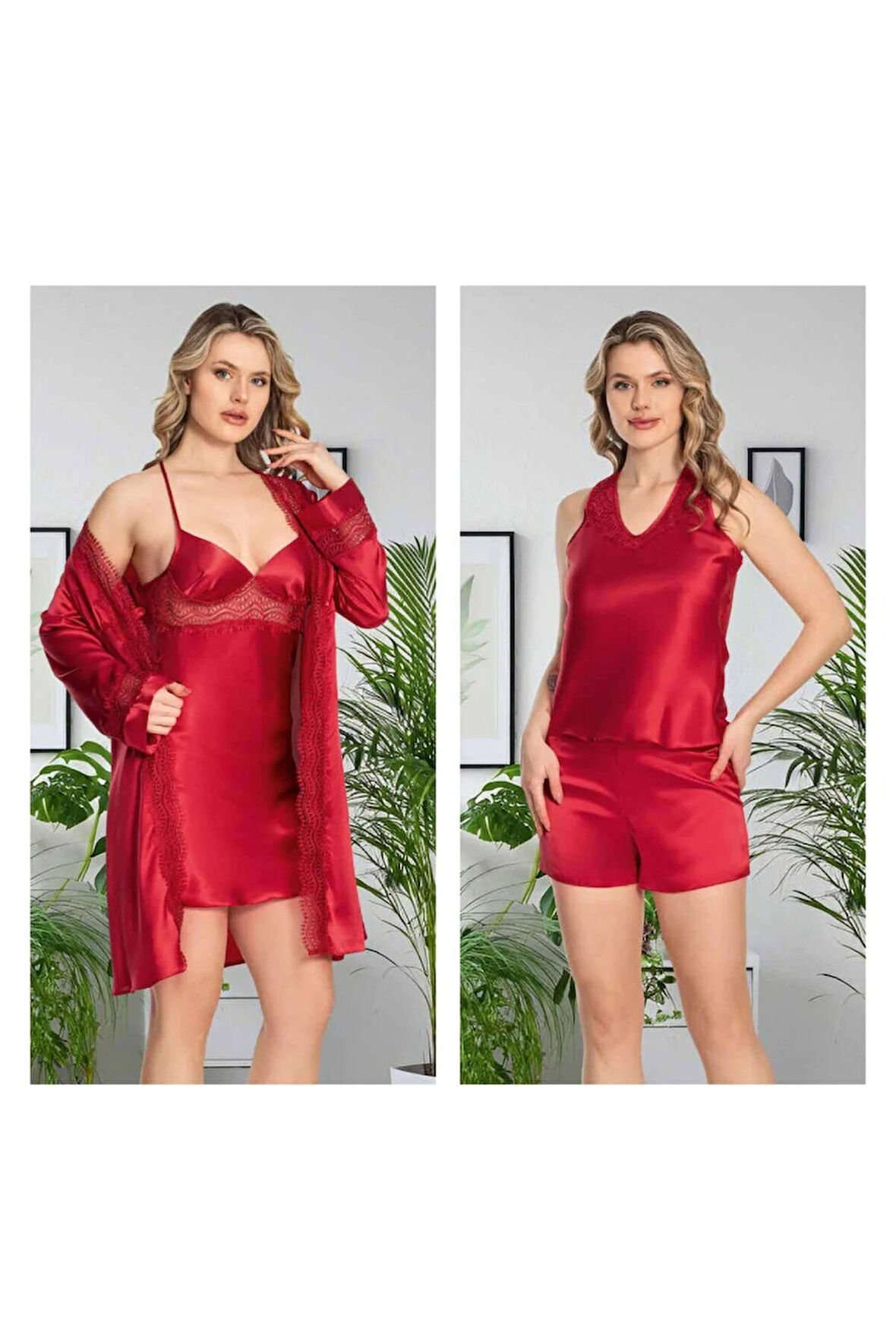 Kadın Saten 6'lı İşlemeli Gelin Çeyiz Seti JQ.4R.6K6.MK