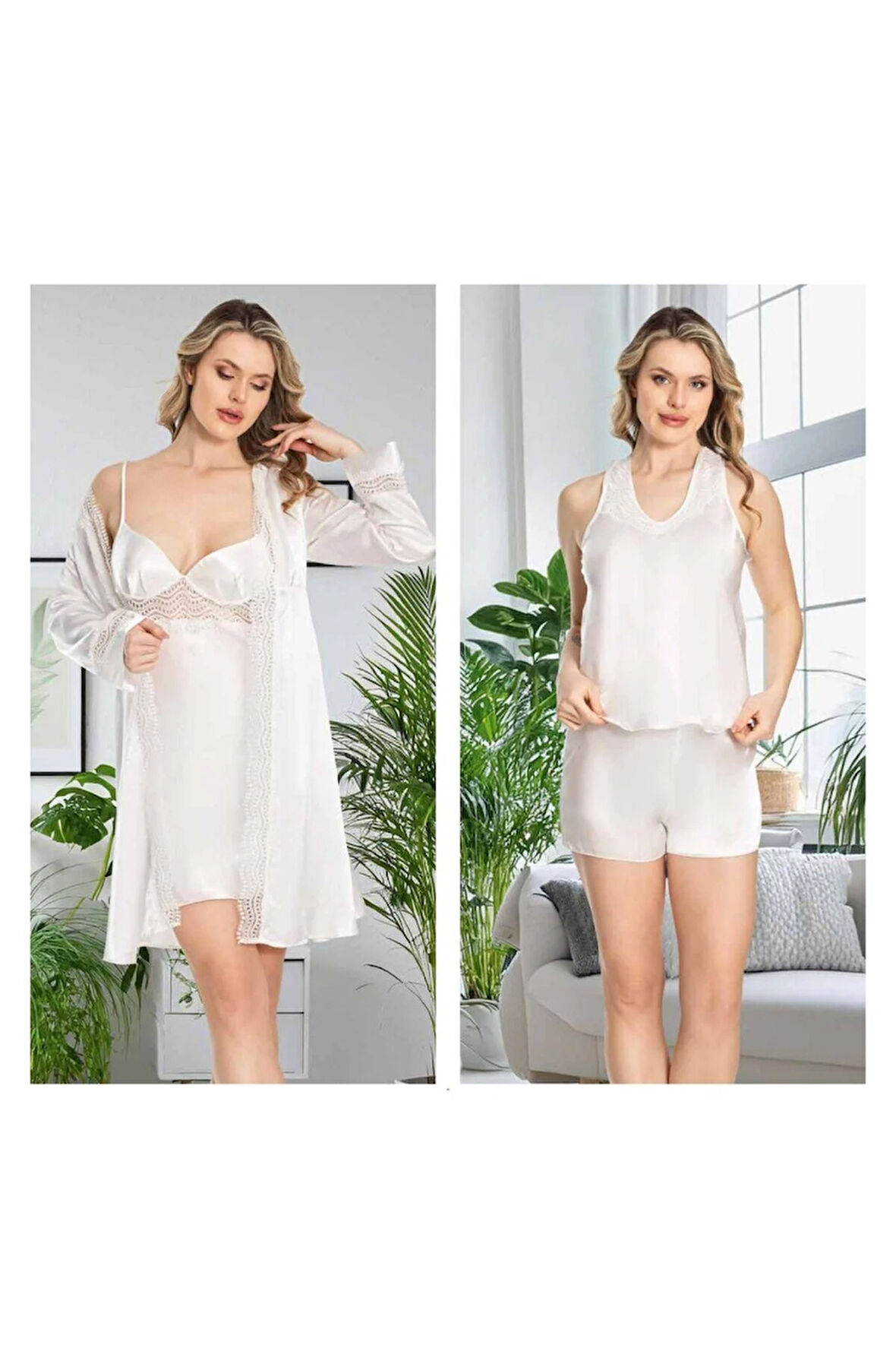 Kadın Saten 6'lı İşlemeli Gelin Çeyiz Seti JQ.4R.6K6.MK