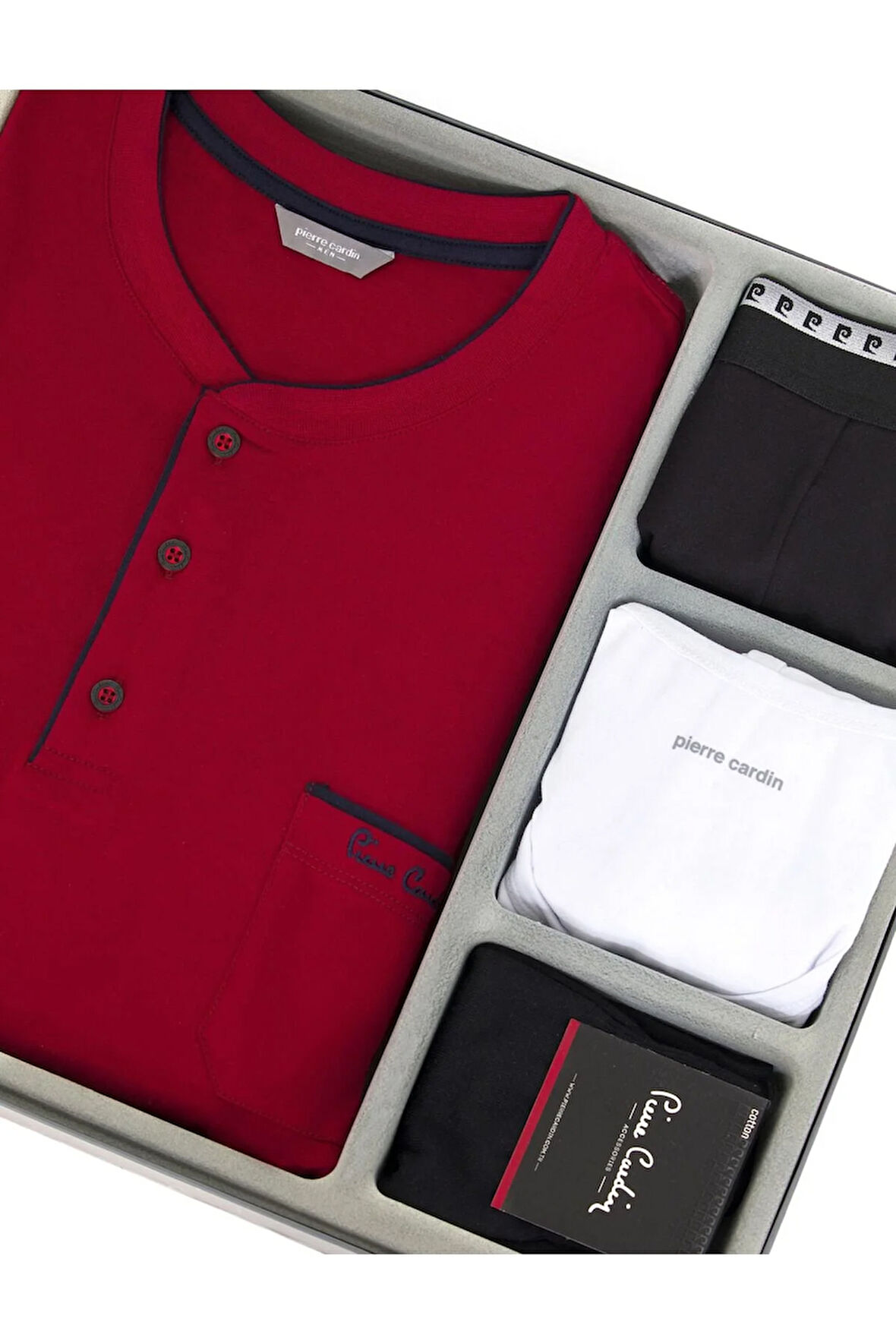 Pamuklu Pijama Takımı-Boxer-Atlet-Çorap 4'lü Kutulu Damat Çeyiz Seti Q2.U.0O.K0K.A0P.C