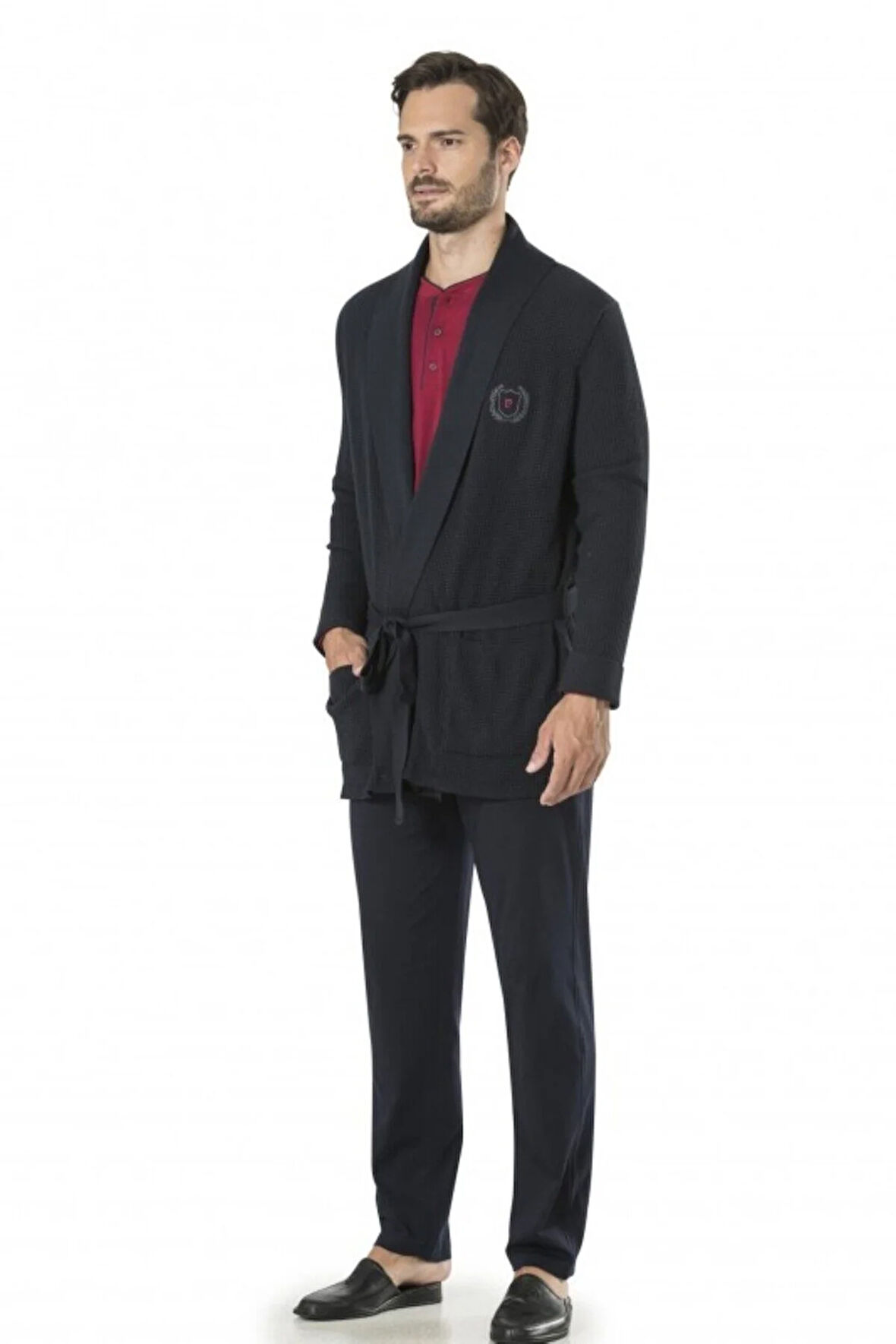 %100 Pamuklu Pijama Takımı & Triko Robdöşambırlı 5'li Kutulu Damat Çeyiz Seti Q6.K6.K0.6