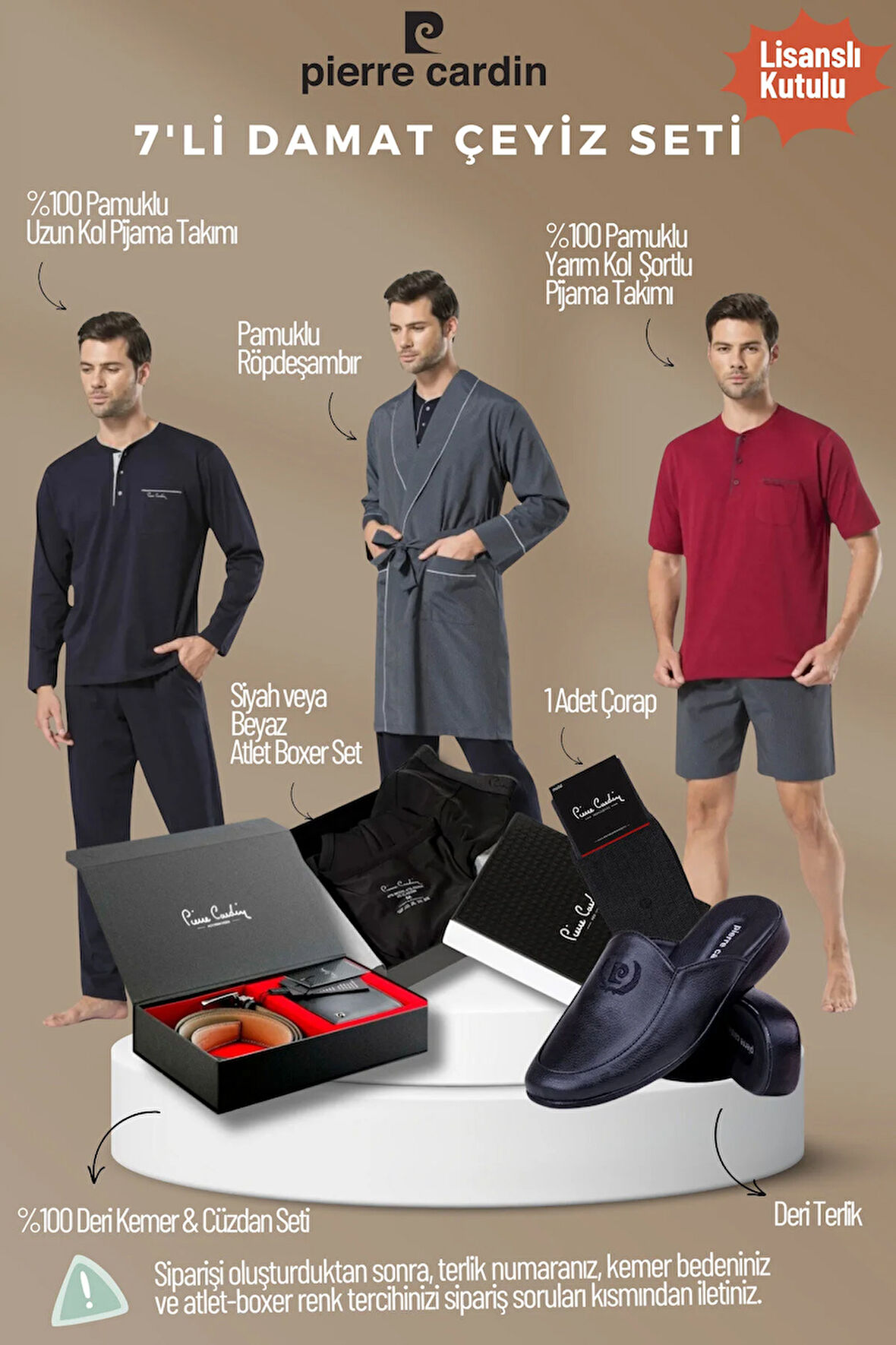 Erkek Lisanslı Kutulu Lacivert 7'li Damat Çeyiz Seti