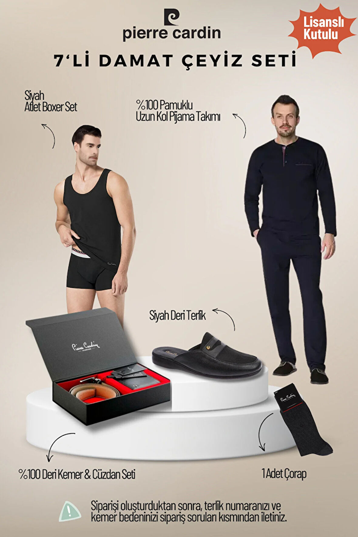 Erkek Lisanslı Kutulu Lacivert 7'li Damat Çeyiz Seti QÇS.6EY.TK.Z5K65.7L.