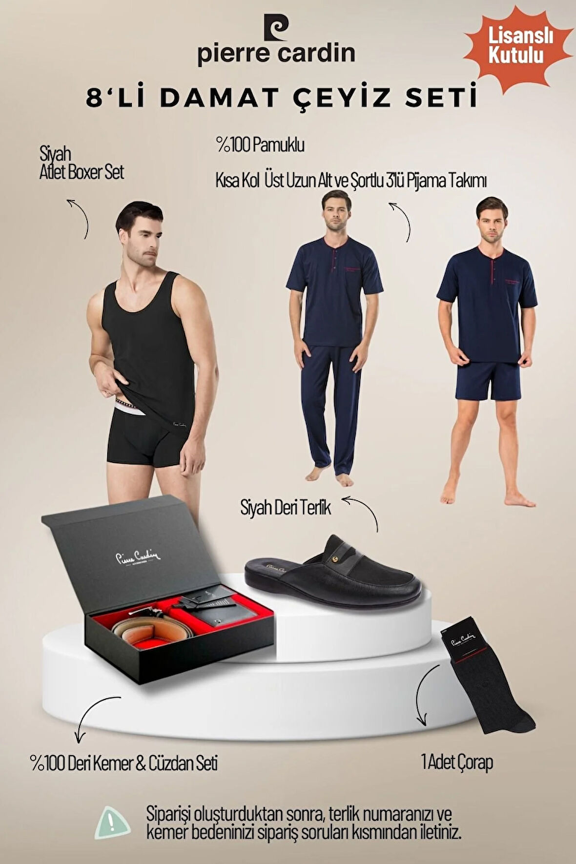 Erkek Lisanslı Kutulu Lacivert 8'li Damat Çeyiz Seti QÇS.6EY.TK.Z4K81.8L.