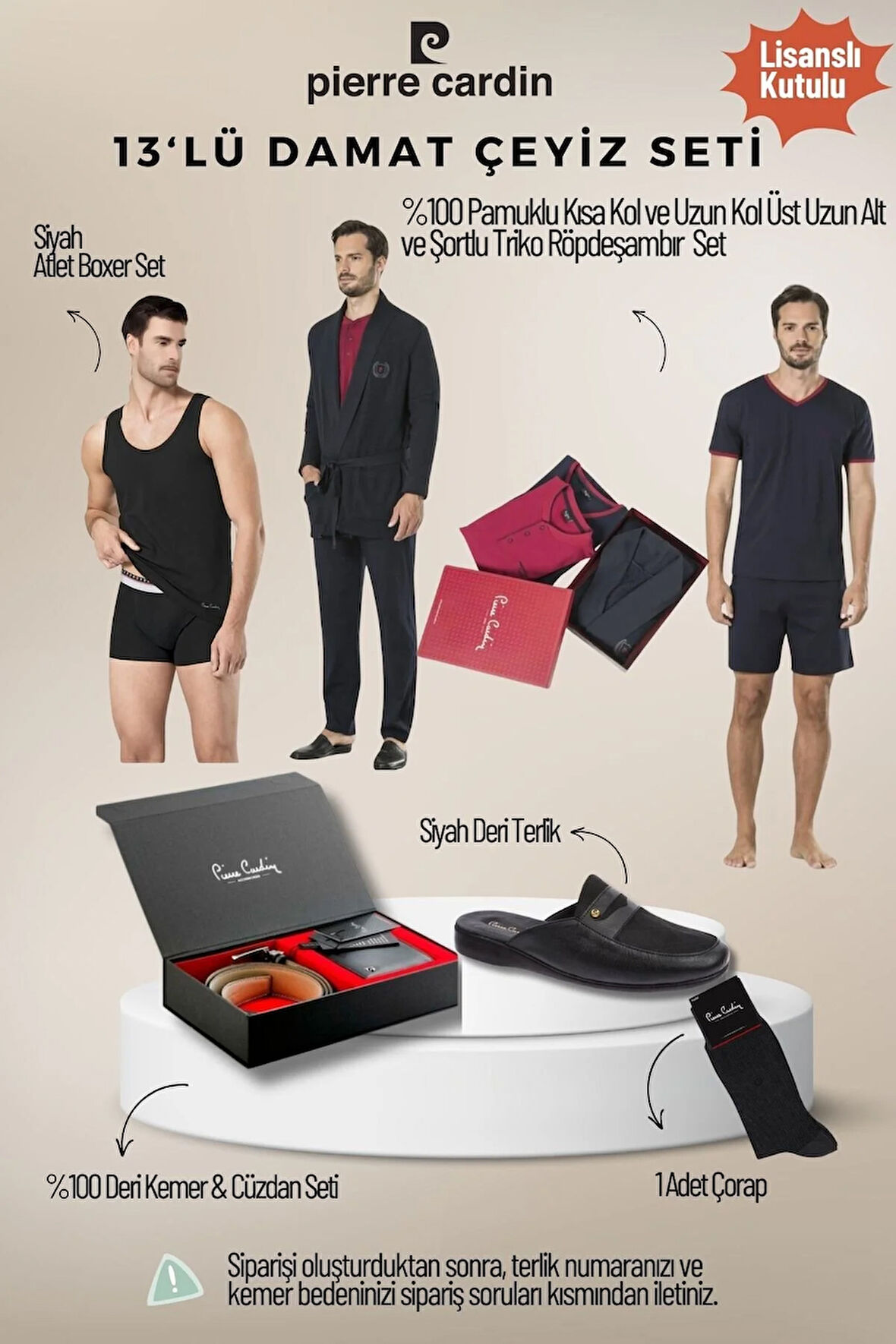 Erkek Lisanslı Kutulu Lacivert 13'lü Damat Çeyiz Seti QÇS.6EY.TK.Z6K06.13.L